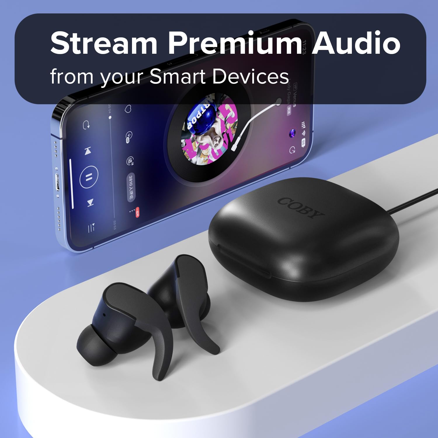 Coby Mini Sports True Wireless Earbuds with Secure Tips