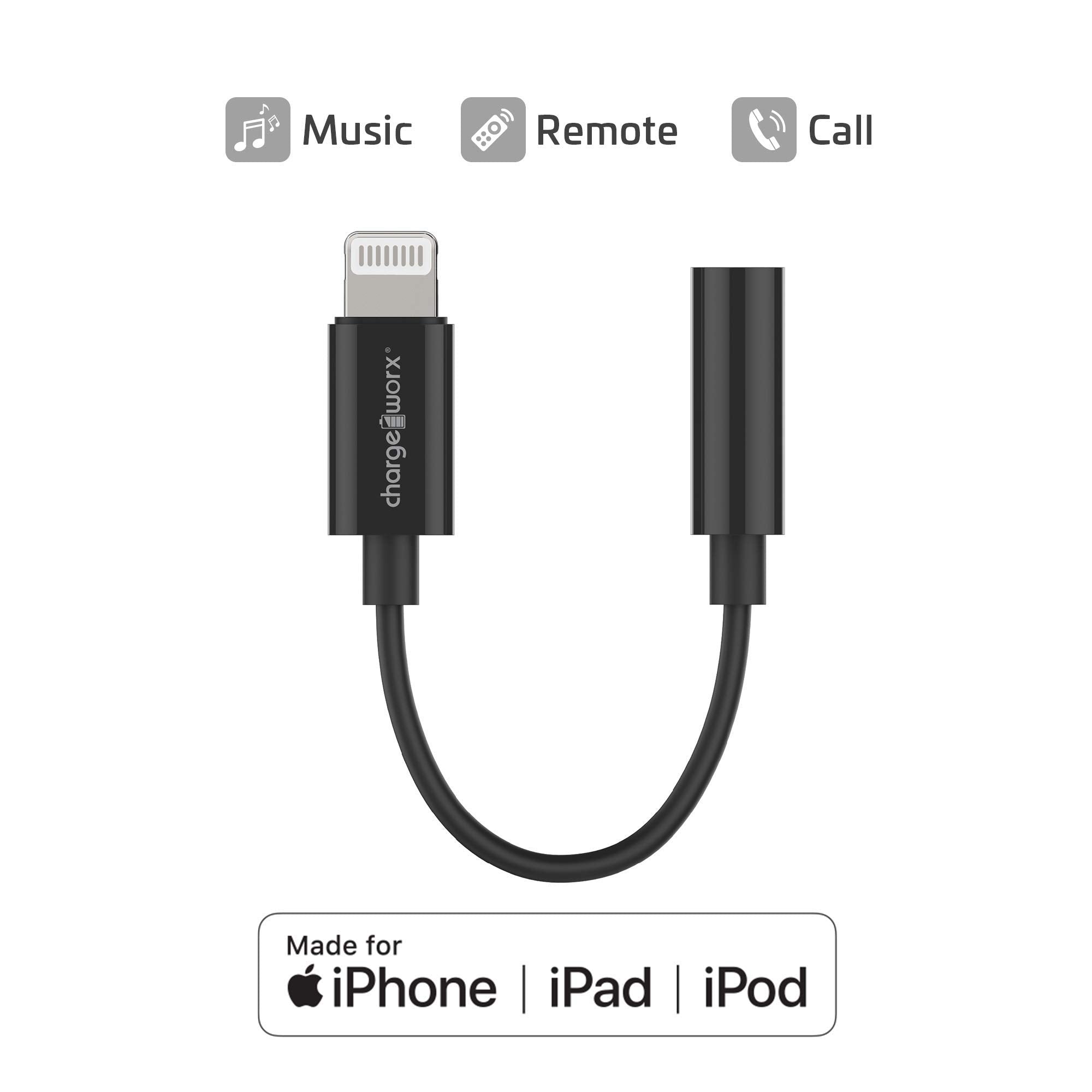 Chargeworx Headphone Adapter Lightning to 3.5mm White