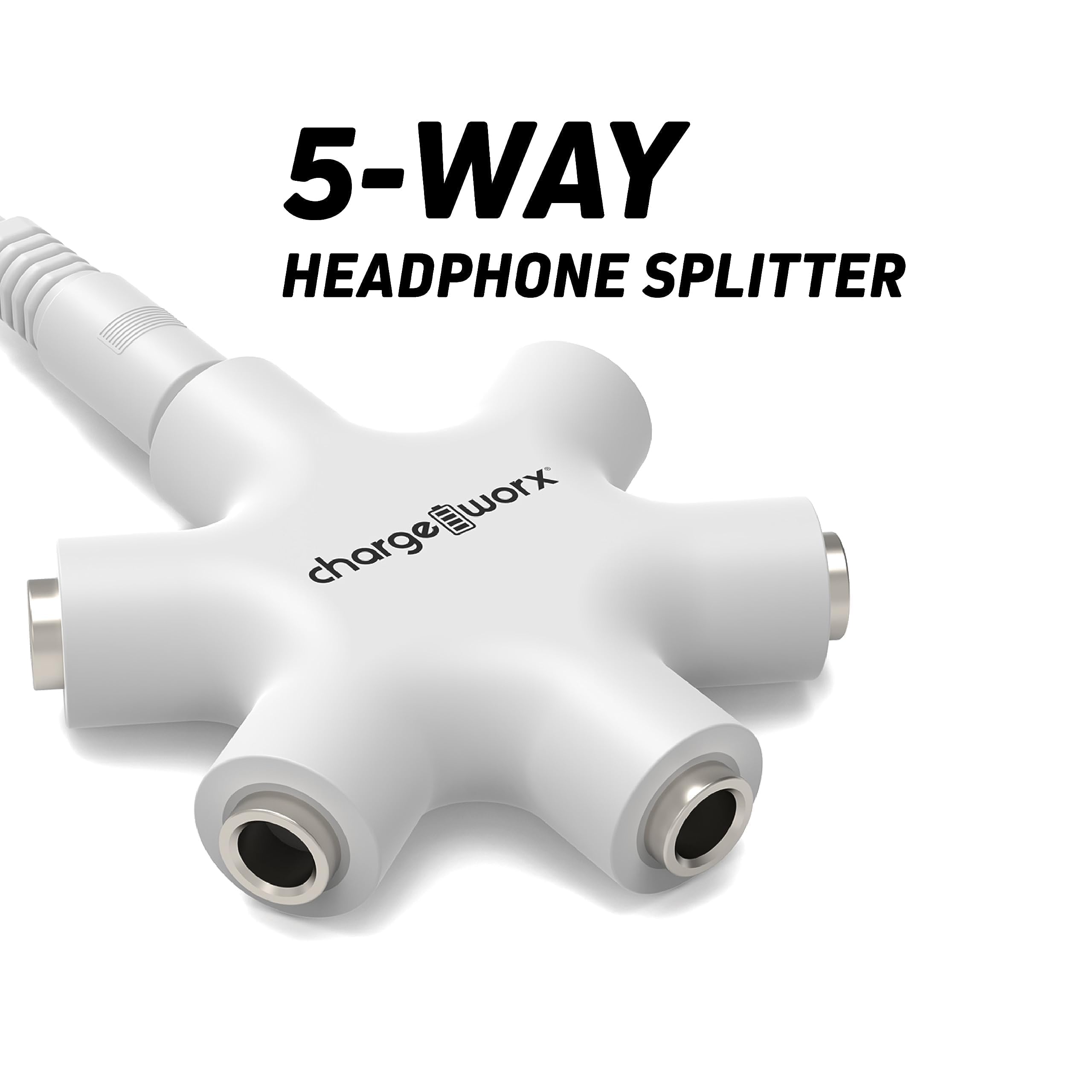 Chargeworx 3.5mm 5-Way Audio Splitter Hub for Headphones Mic
