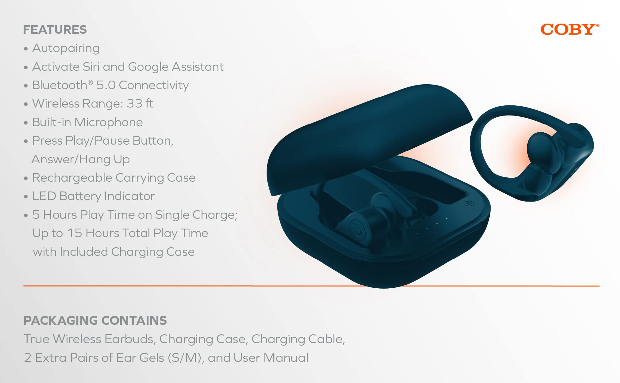 Coby True Wireless Bluetooth Earbuds