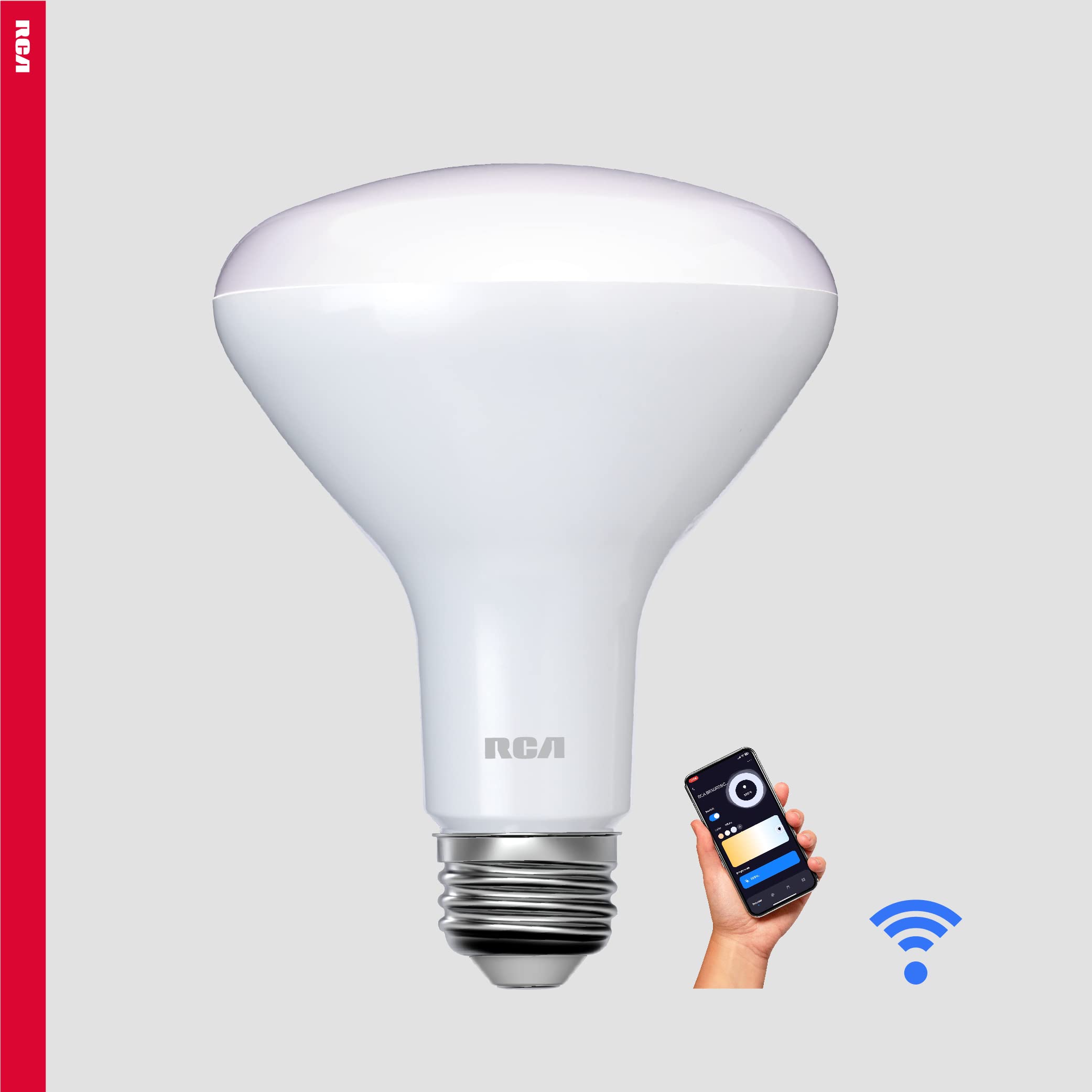RCA Dimmable Smart Light Bulbs, BR30 WiFi LED, Indoor Flood LED, 9W, 60W Eq, 2700K Soft White, 12-Pack