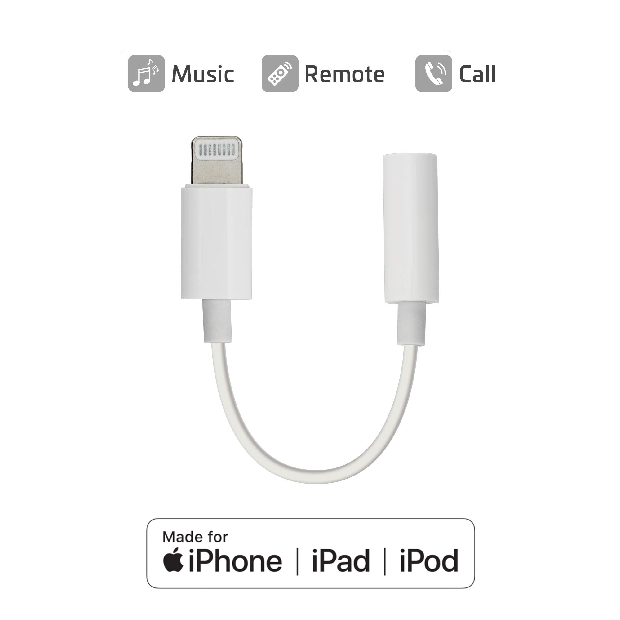Chargeworx Headphone Adapter Lightning to 3.5mm White