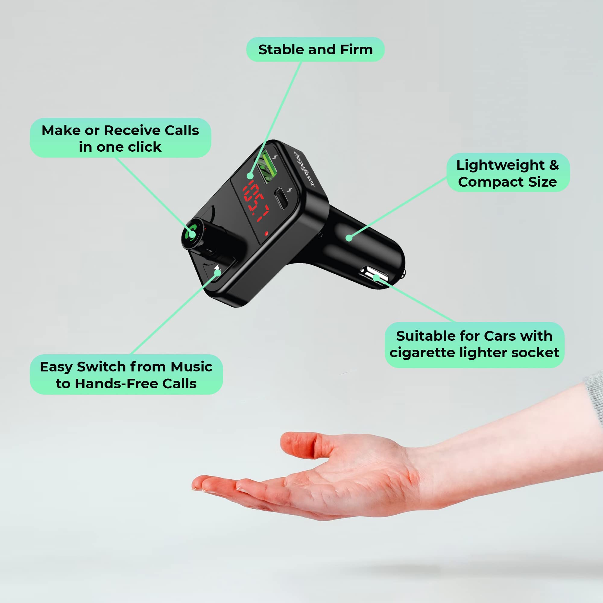 Chargeworx FM Transmitter Bluetooth Car