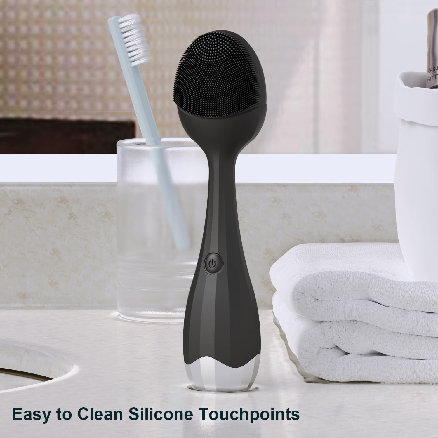 Perry Ellis Rechargeable Mens Silicone Facial Cleansing Brush, 4 Modes, Waterproof