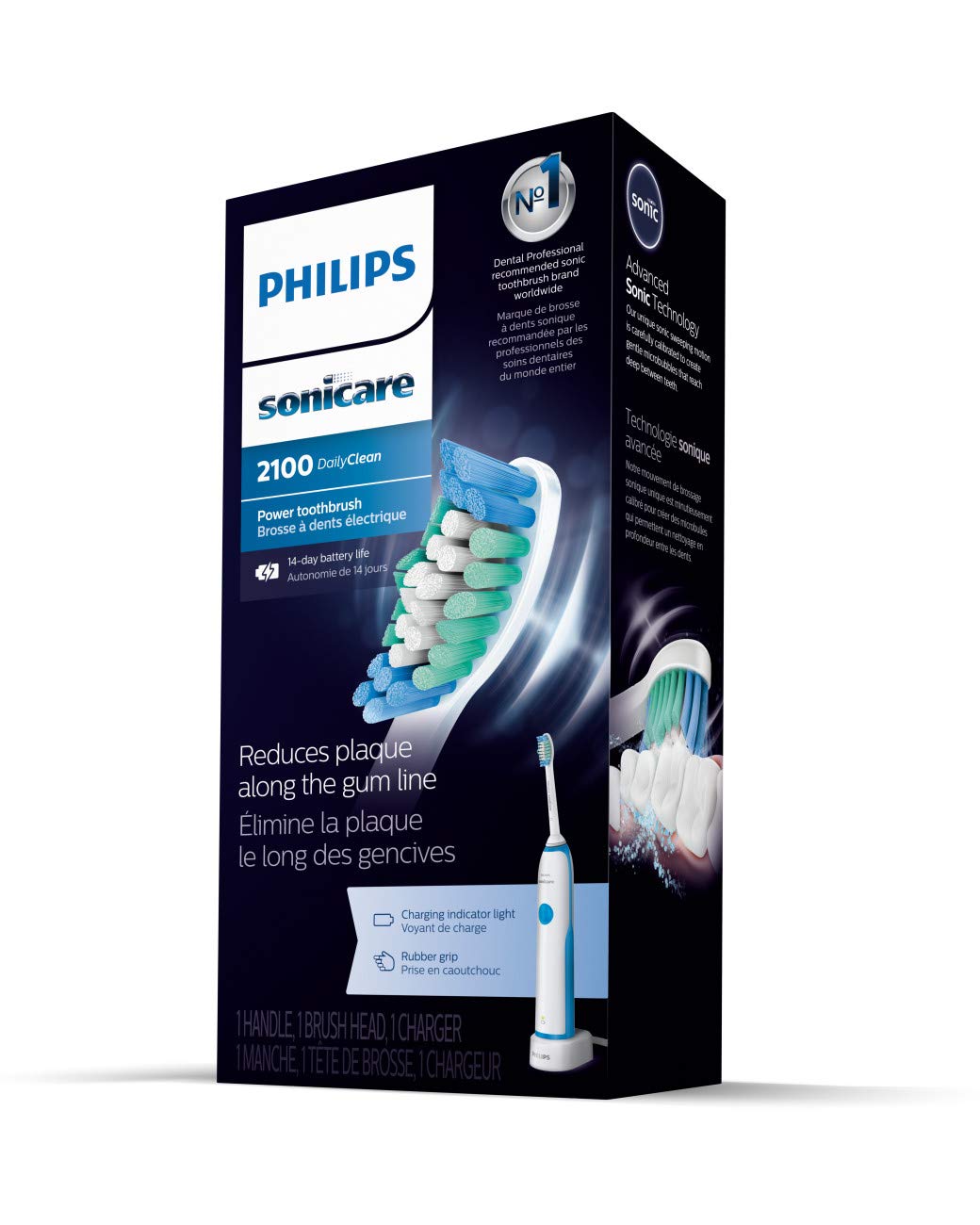 Philips Sonicare DailyClean 2100 Electric Toothbrush, Mid Blue, 1 Count