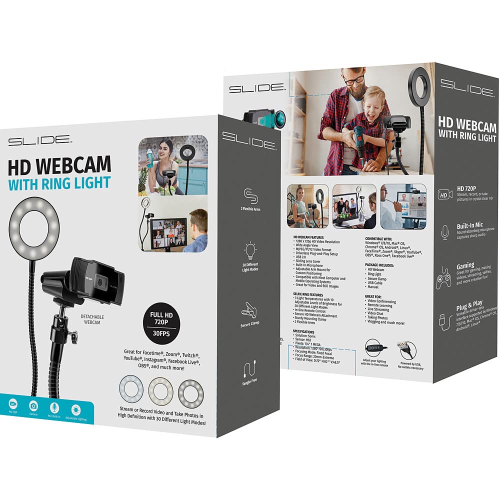 Slide 1080P HD Webcam Ring Light Stand Vlogging Kit
