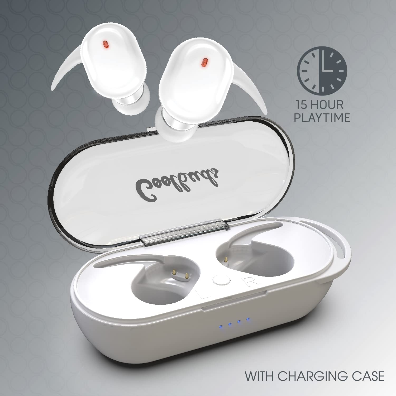 Coolbuds TruFit Wireless Bluetooth 5.3 Earbuds (White)