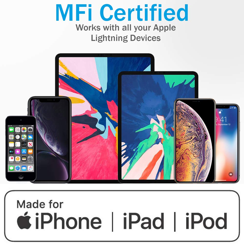 Chargeworx USB C to Lightning Cable, 3ft (2-Pack), Apple MFi Certified