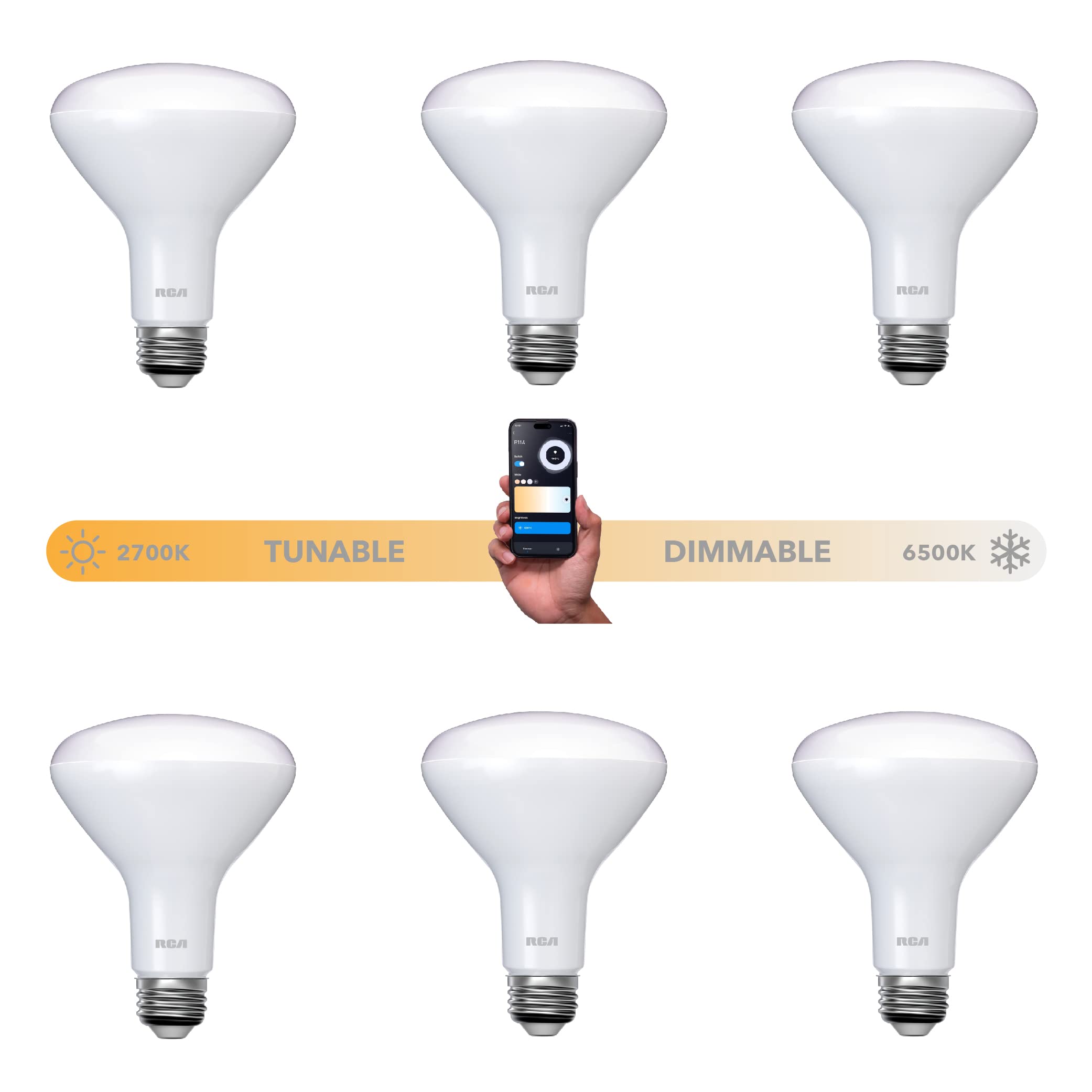 RCA BR30 WiFi LED Bulbs 6-Pack 9W Soft White