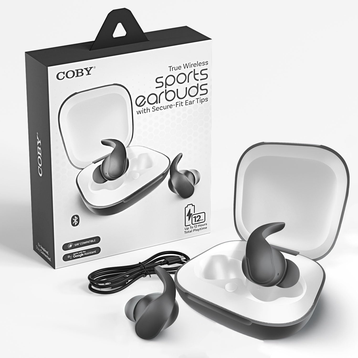 Coby Mini Sports True Wireless Earbuds with Secure Tips