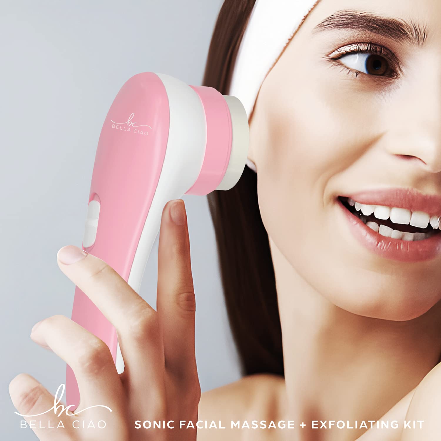 Bella Ciao 6-Piece Cordless Facial Massage Exfoliating Set for Women (Pink)
