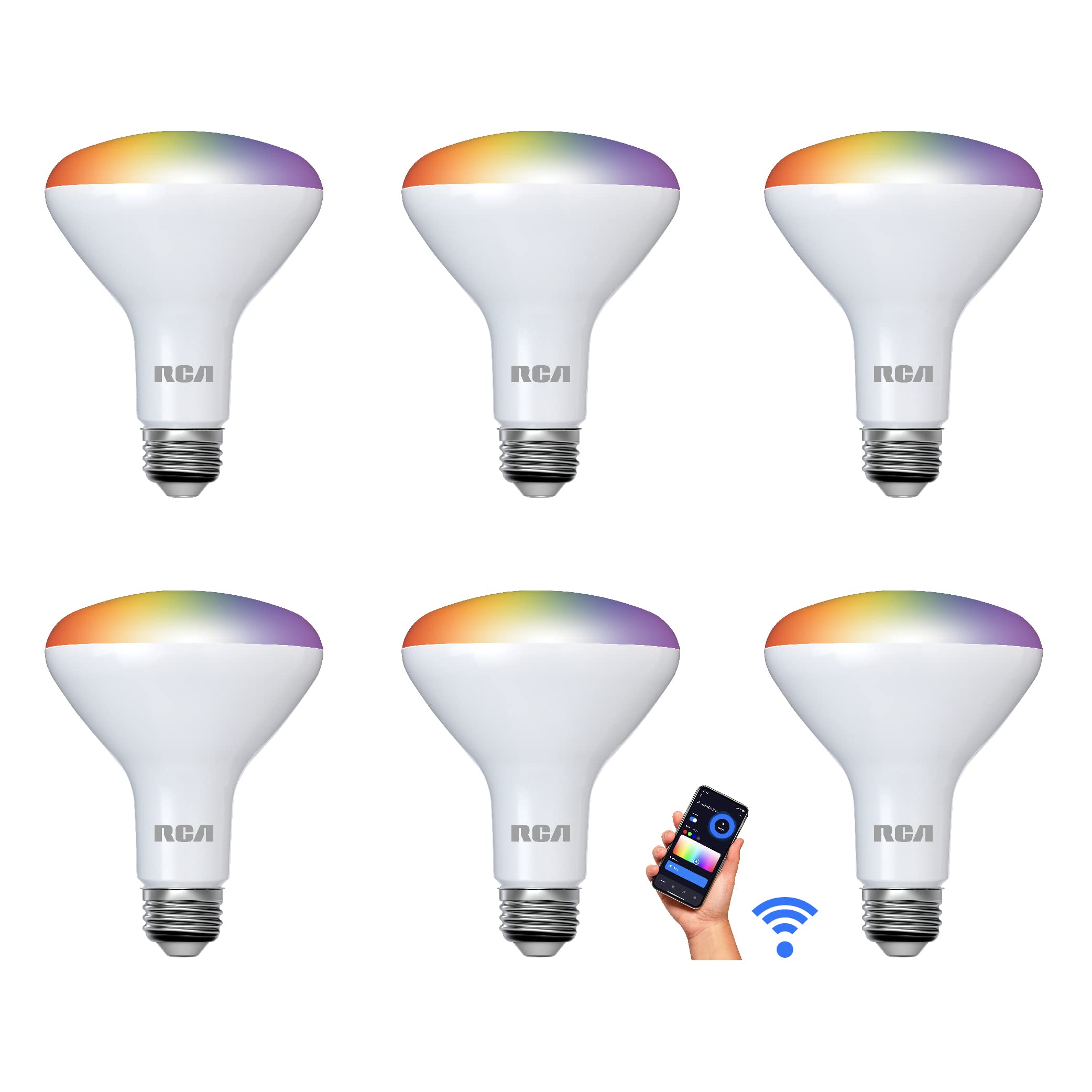 RCA Dimmable Smart Light Bulbs, BR30 WiFi LED, Indoor Flood LED, 9W, 60W Eq, 2700K Soft White, 1-Pack