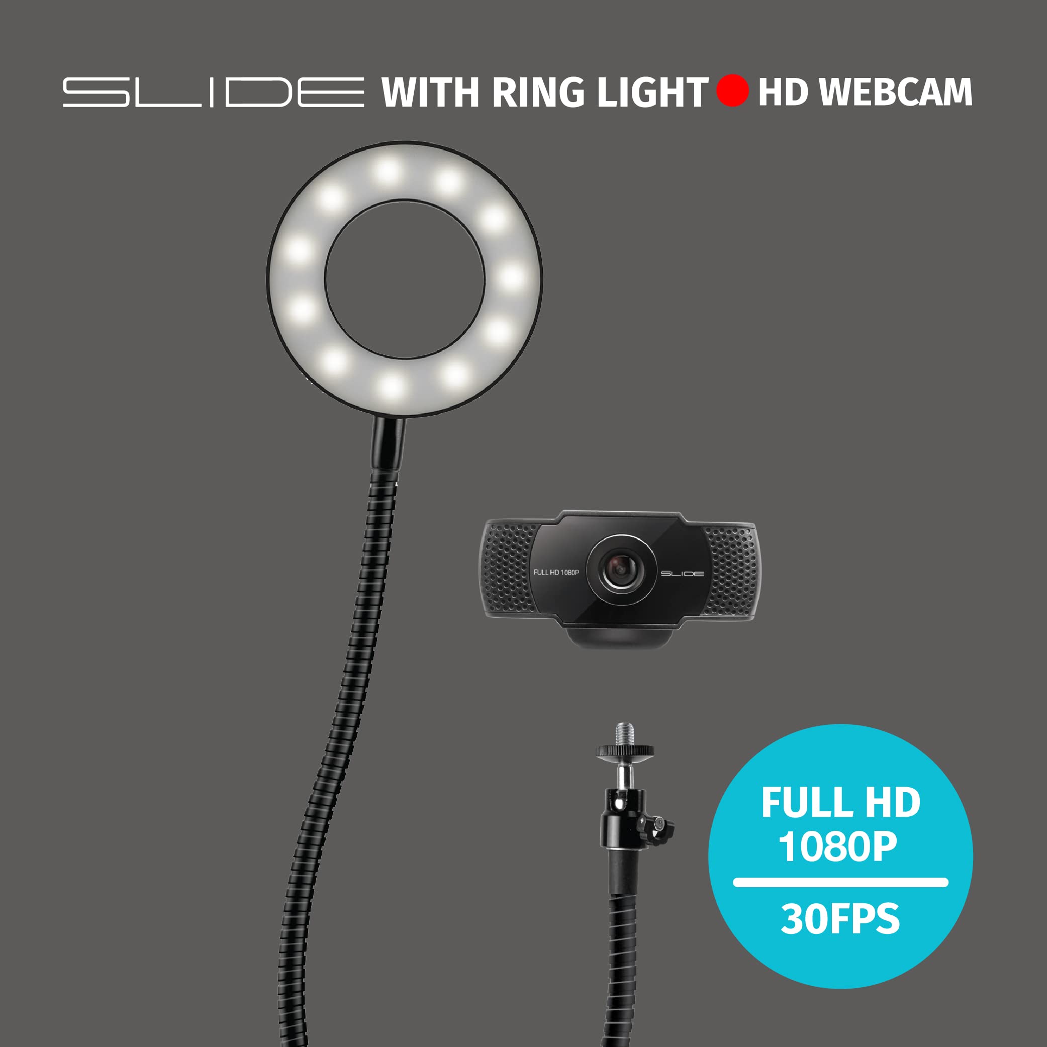 Slide 1080P HD Webcam Ring Light Stand Vlogging Kit
