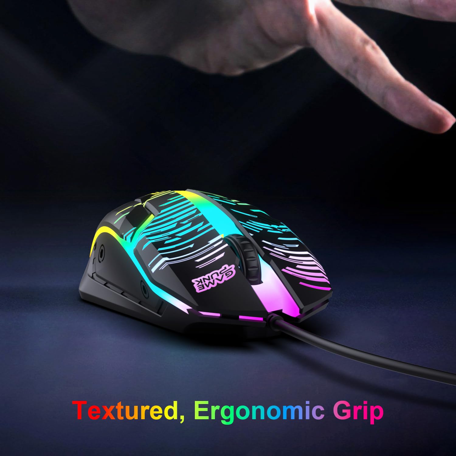 GAME PUNK Computer Wired Gaming Mouse | RGB Light-Up Mouse Gaming