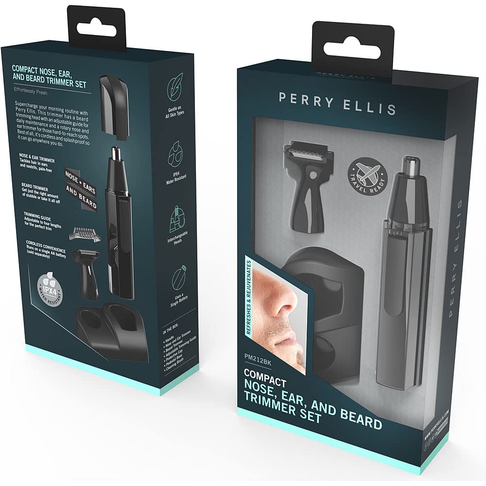 Perry Ellis Cordless Grooming Kit w/Stand, Beard Trimmer, 2 Heads, Water Resistant
