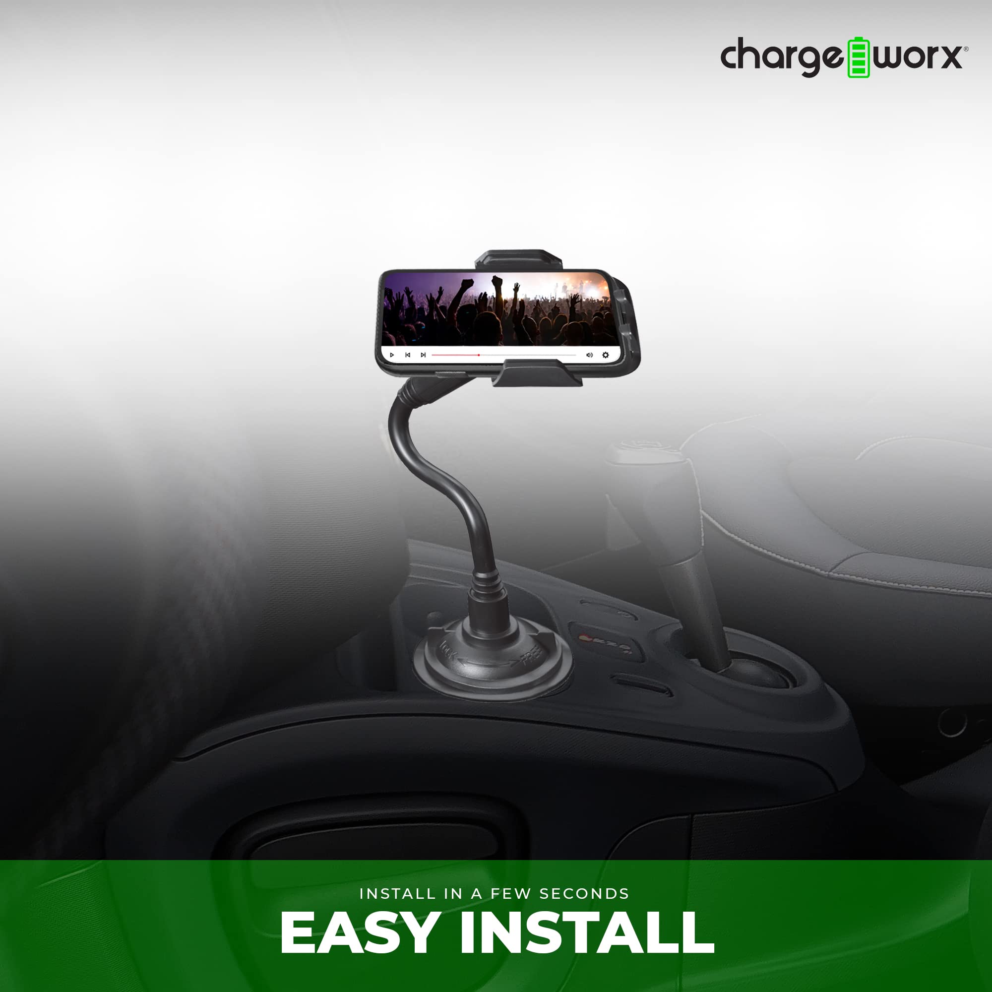Chargeworx Cup Holder Phone Mount for Car