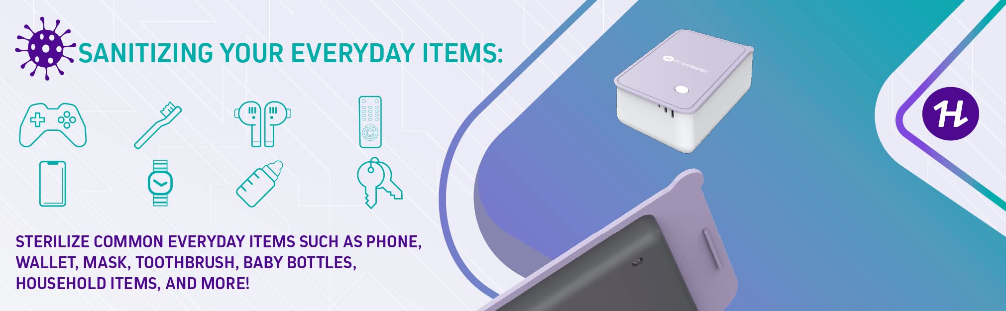 FIRSTHEALTH 2-In-1 UV Sanitizing Box with Detachable Lid Wand