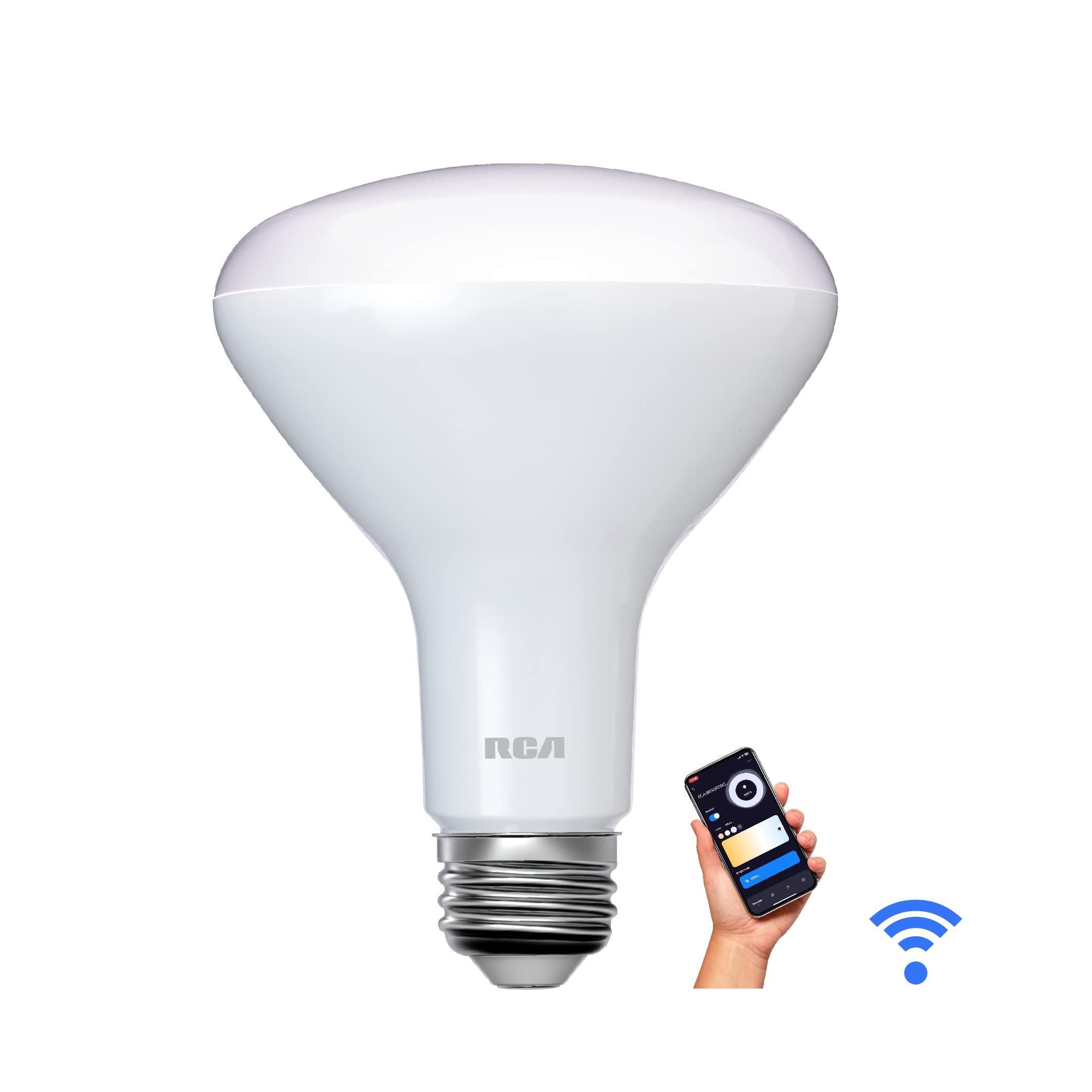 RCA Dimmable Smart Light Bulbs, BR30 WiFi LED, Indoor Flood LED, 9W, 60W Eq, 2700K Soft White, 4-Pack
