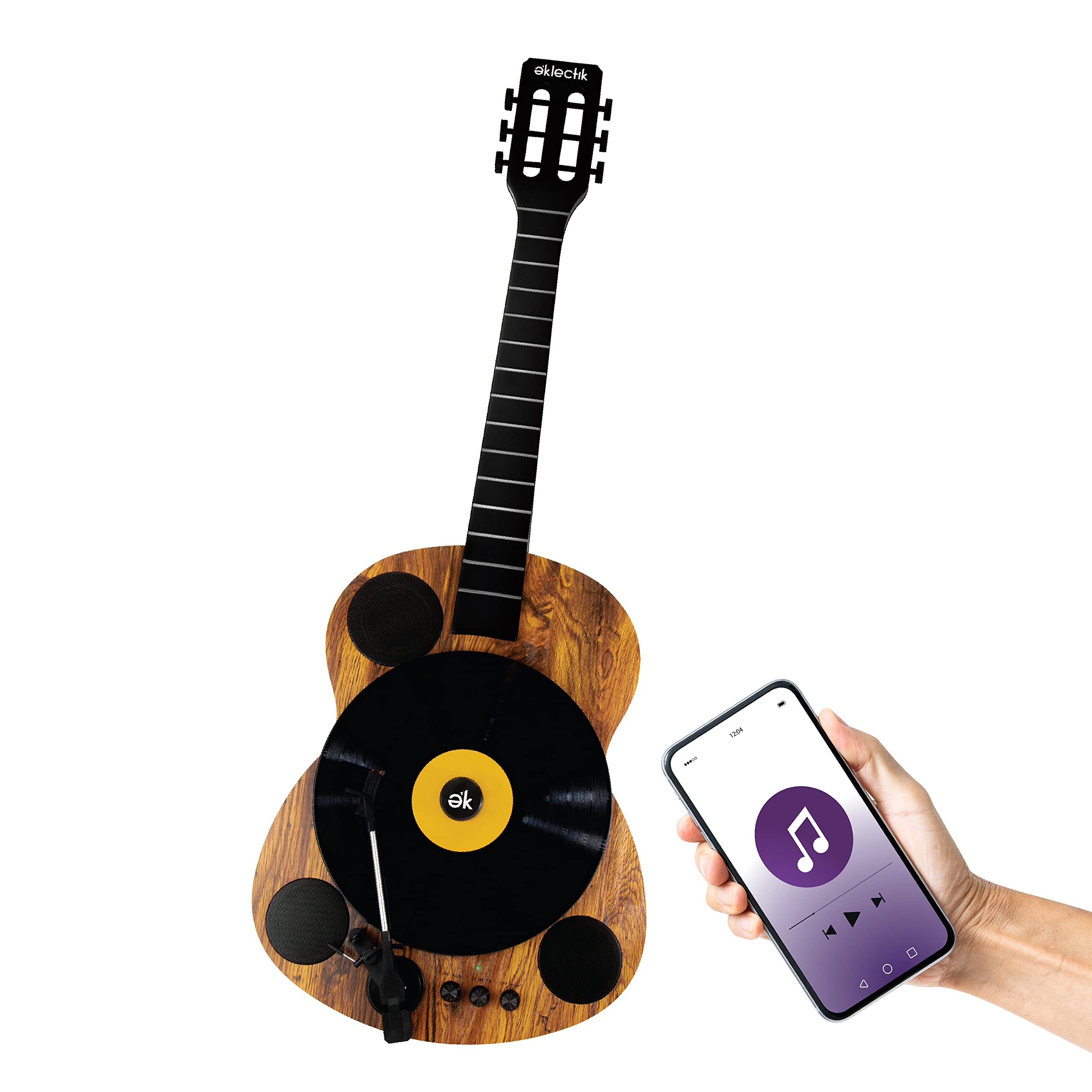 Eklectik Bluetooth Record Player Vertical Turntable Guitar Built-in Stereo Speakers
