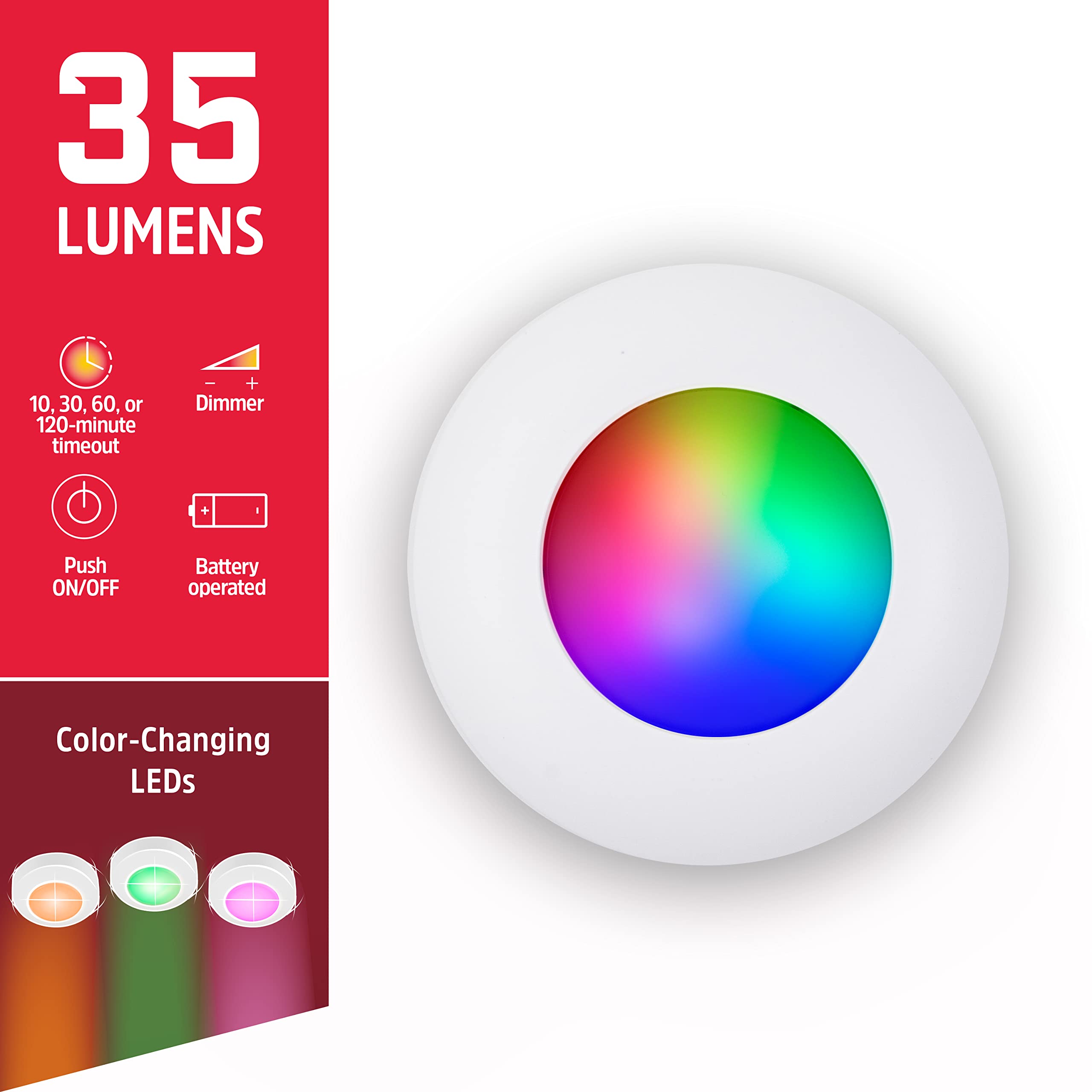 Energizer Color Changing Puck Lights, Battery