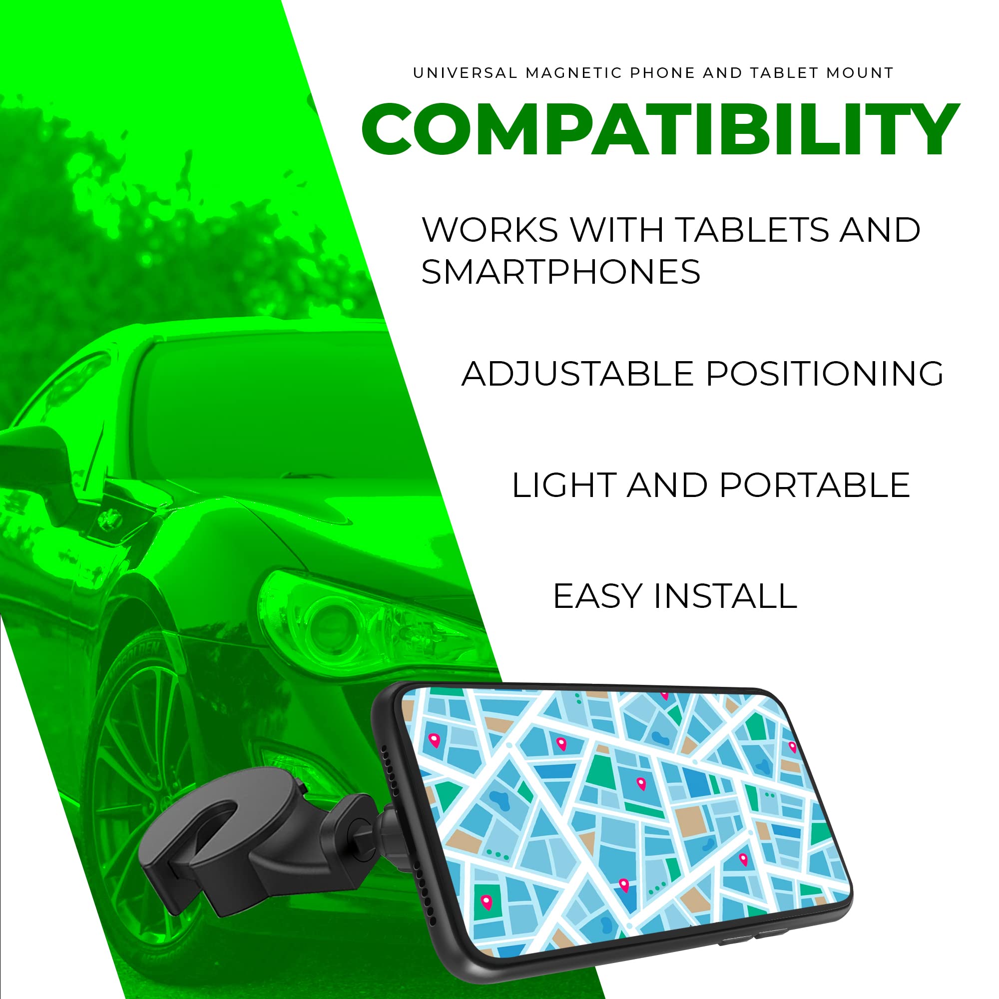 Chargeworx Magnetic Back Seat Mount for Tablets & Smartphones