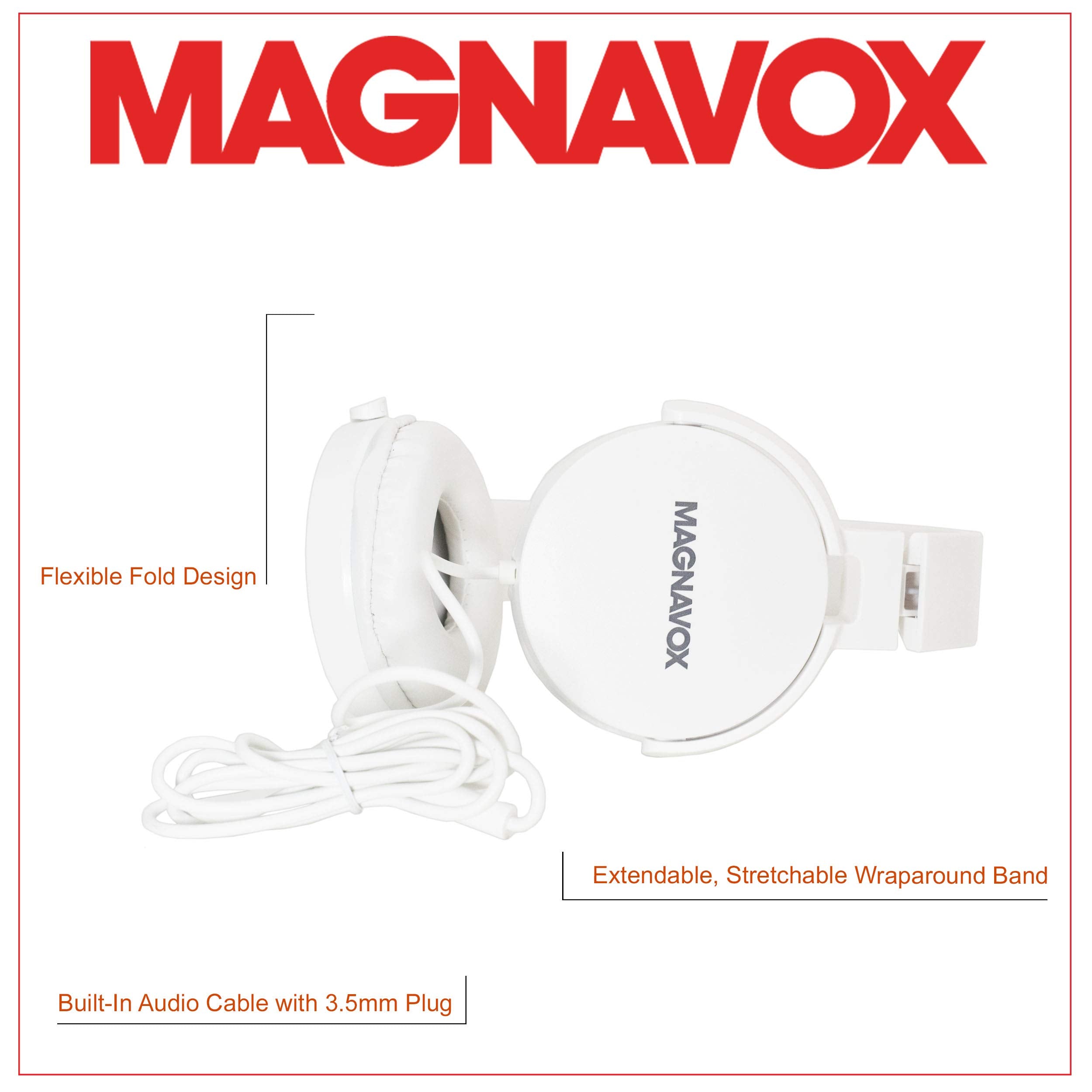 Magnavox MHP5026M-WH Stereo Headphones