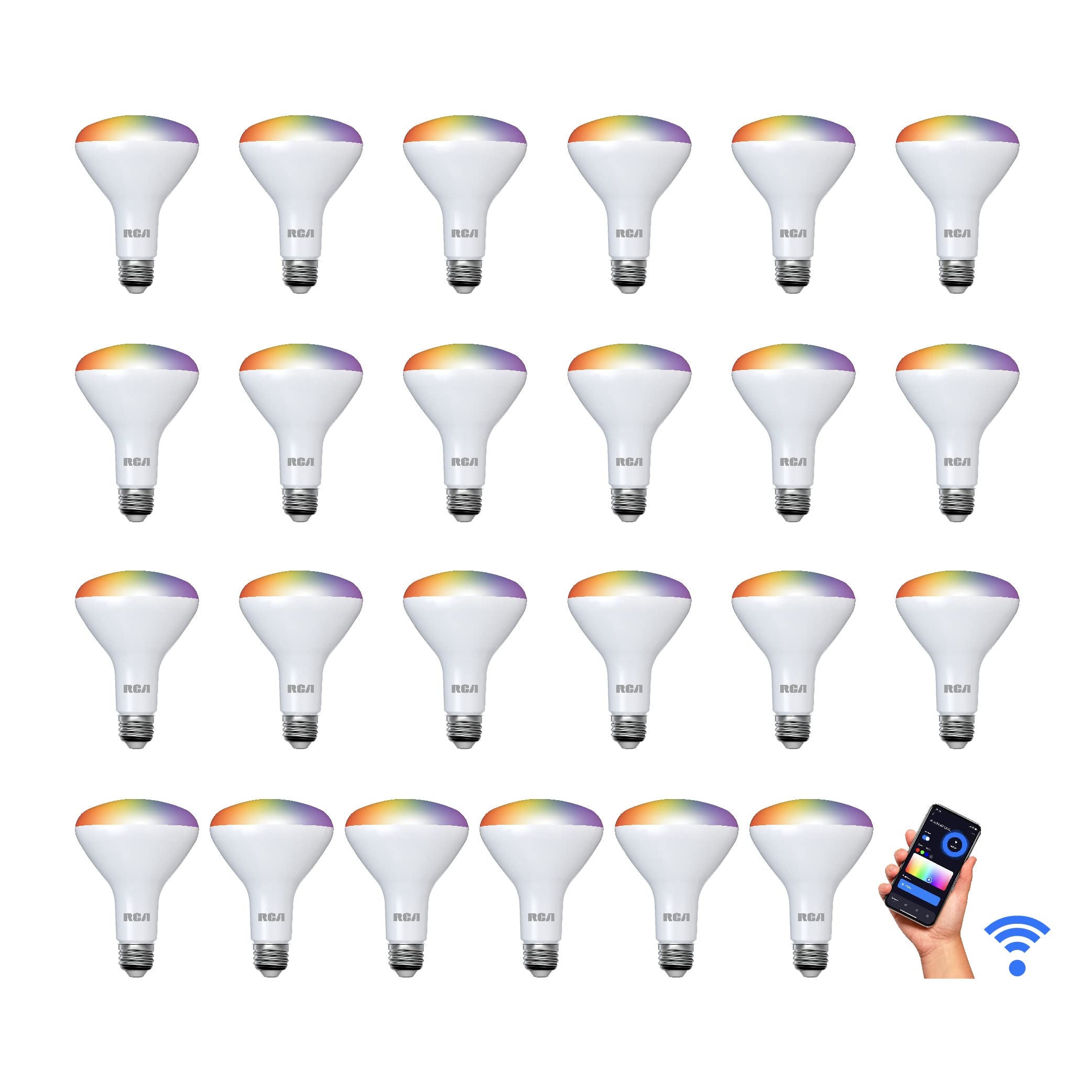 RCA WiFi LED Smart Light Bulb, Indoor Flood Light, 9W, 60W Equiv, Multicolor & White, BR30, 4-Pack