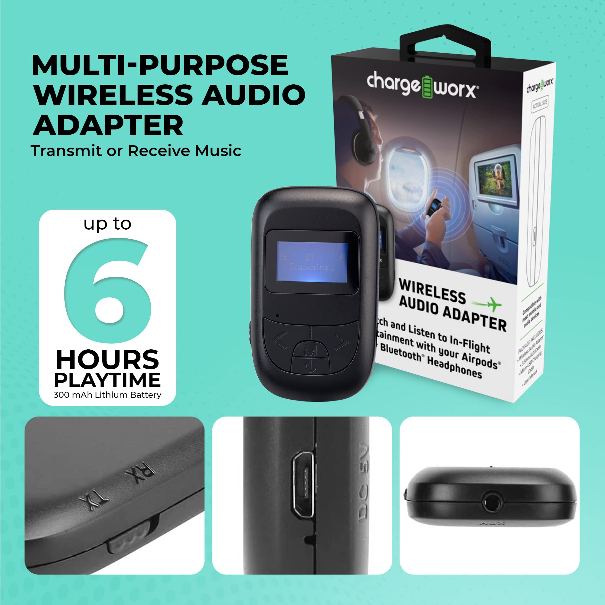 Chargeworx Wireless in-Flight Audio Adapter