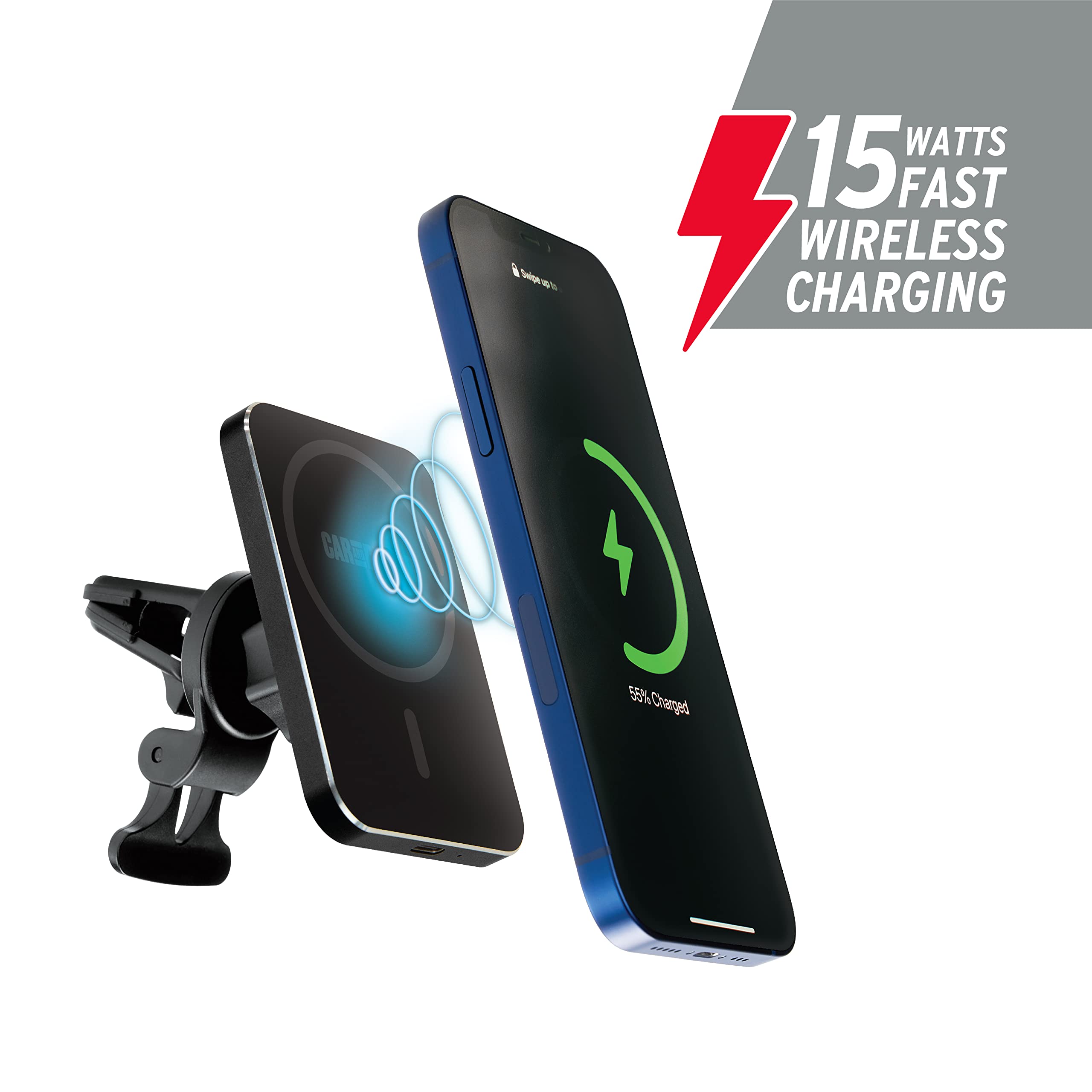 Car and Driver Magnetic Mount with Wireless Charging Sturdy Swivel Base