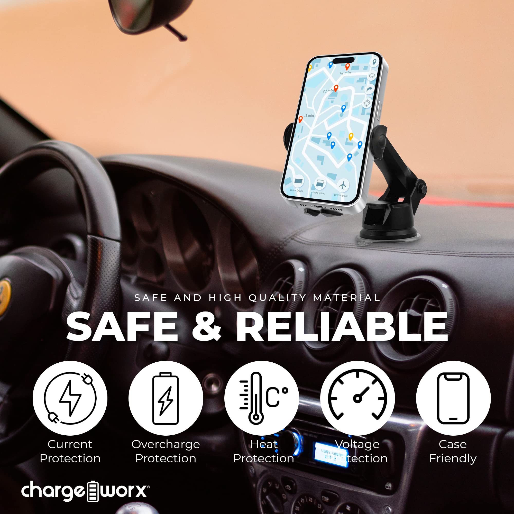 Chargeworx Touch-Activated Wireless Charge Car Mount