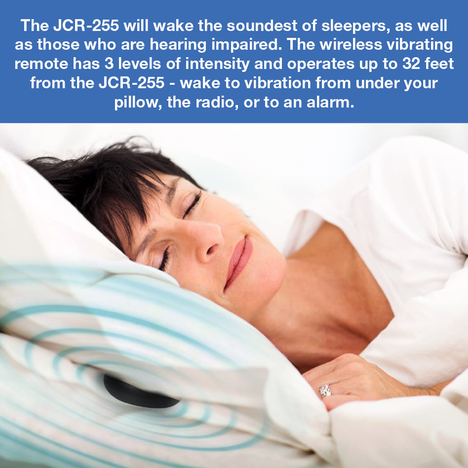 JENSEN JCR-255 JCR-255 .6-Watt AM/FM Dual-Alarm Digital Clock Radio with Under-Pillow Vibrator