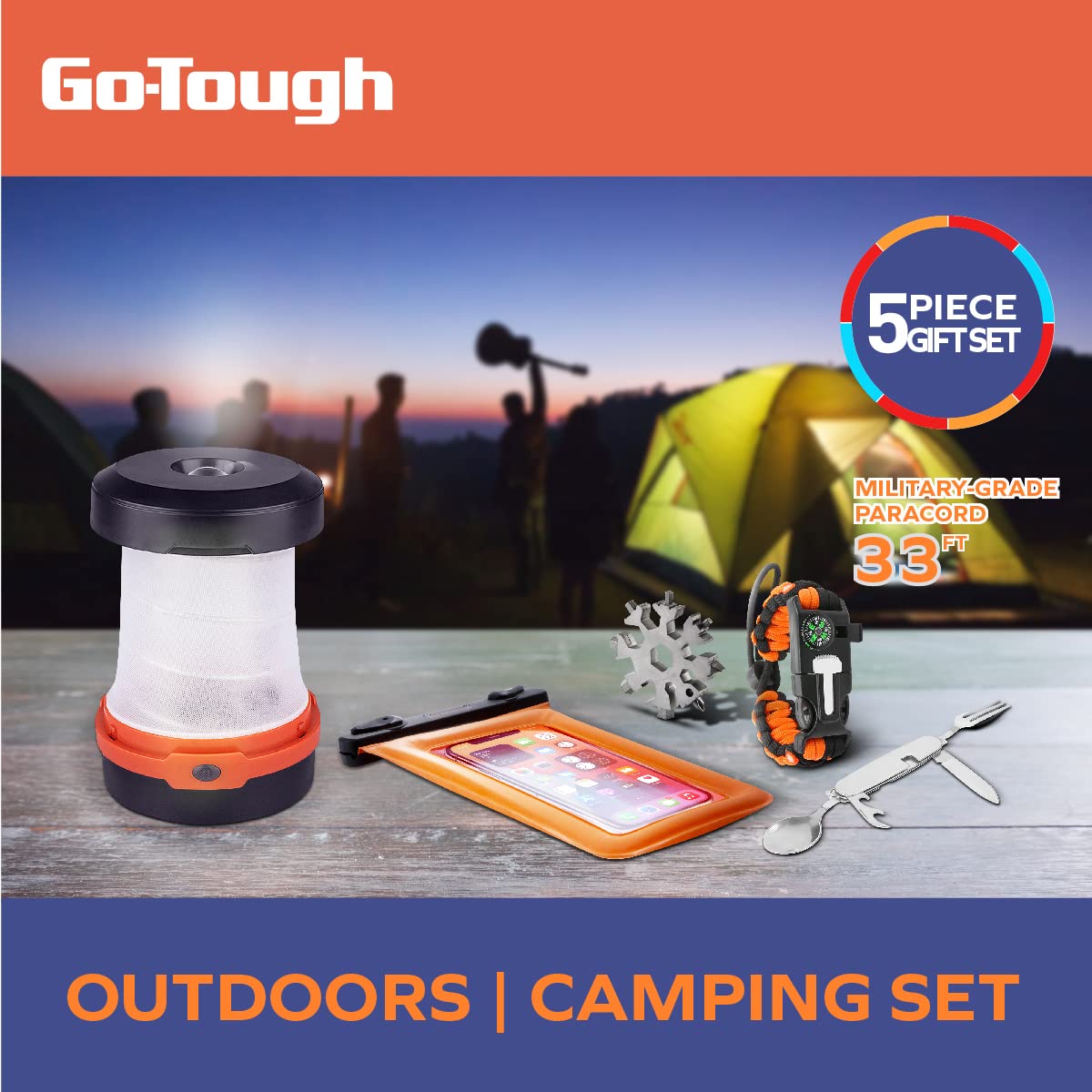 Go Tough Wilderness Camping Set|Camping Kit with Included Waterproof Bag