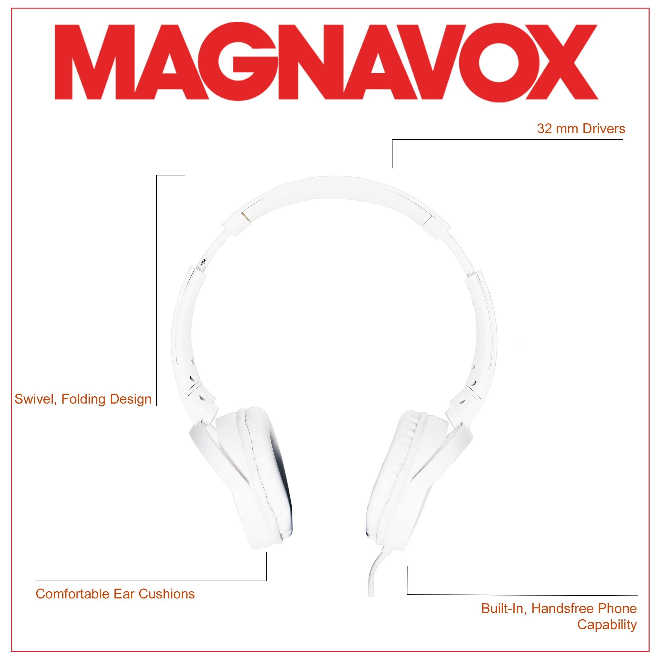 Magnavox MHP5026M-WH Stereo Headphones