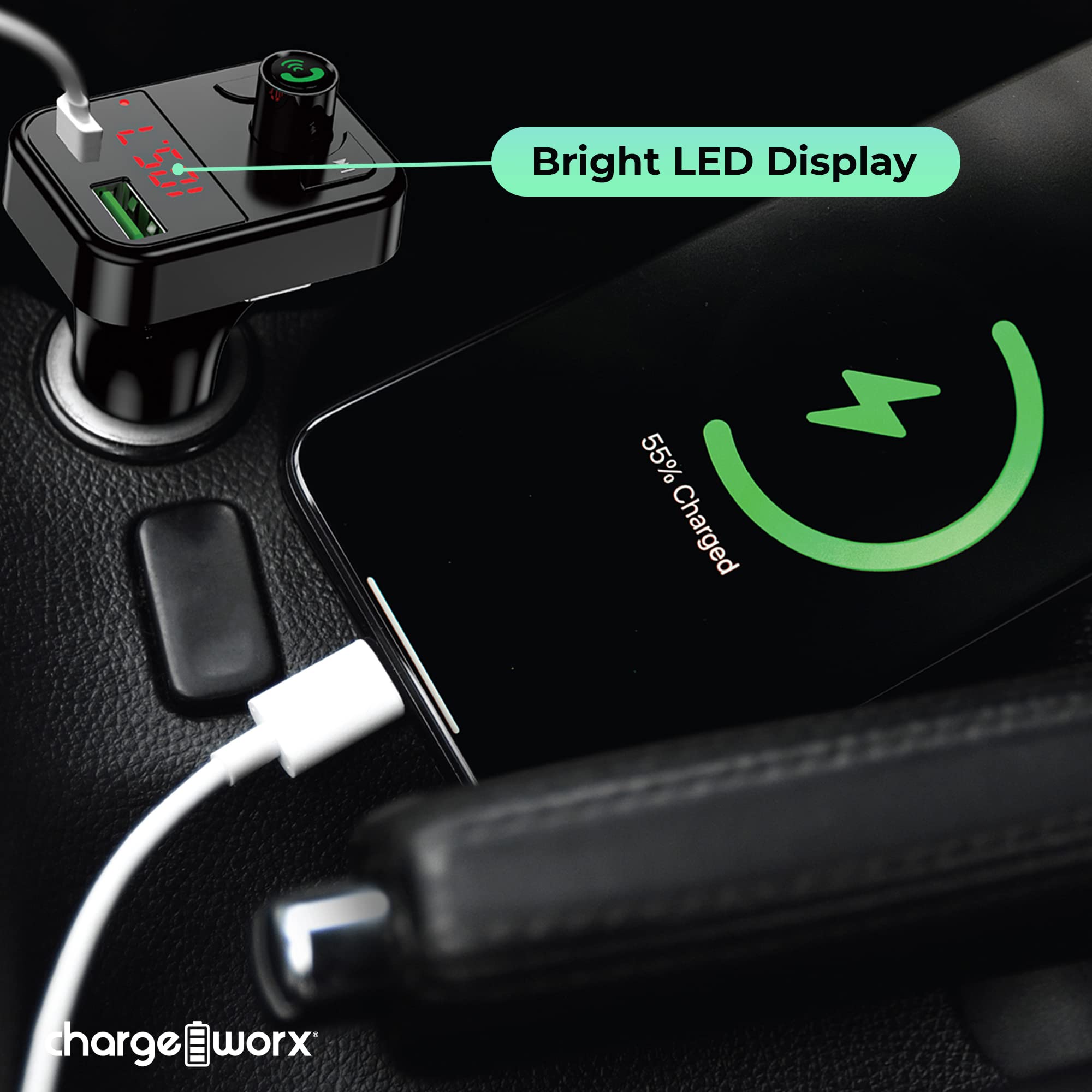 Chargeworx FM Transmitter Bluetooth Car
