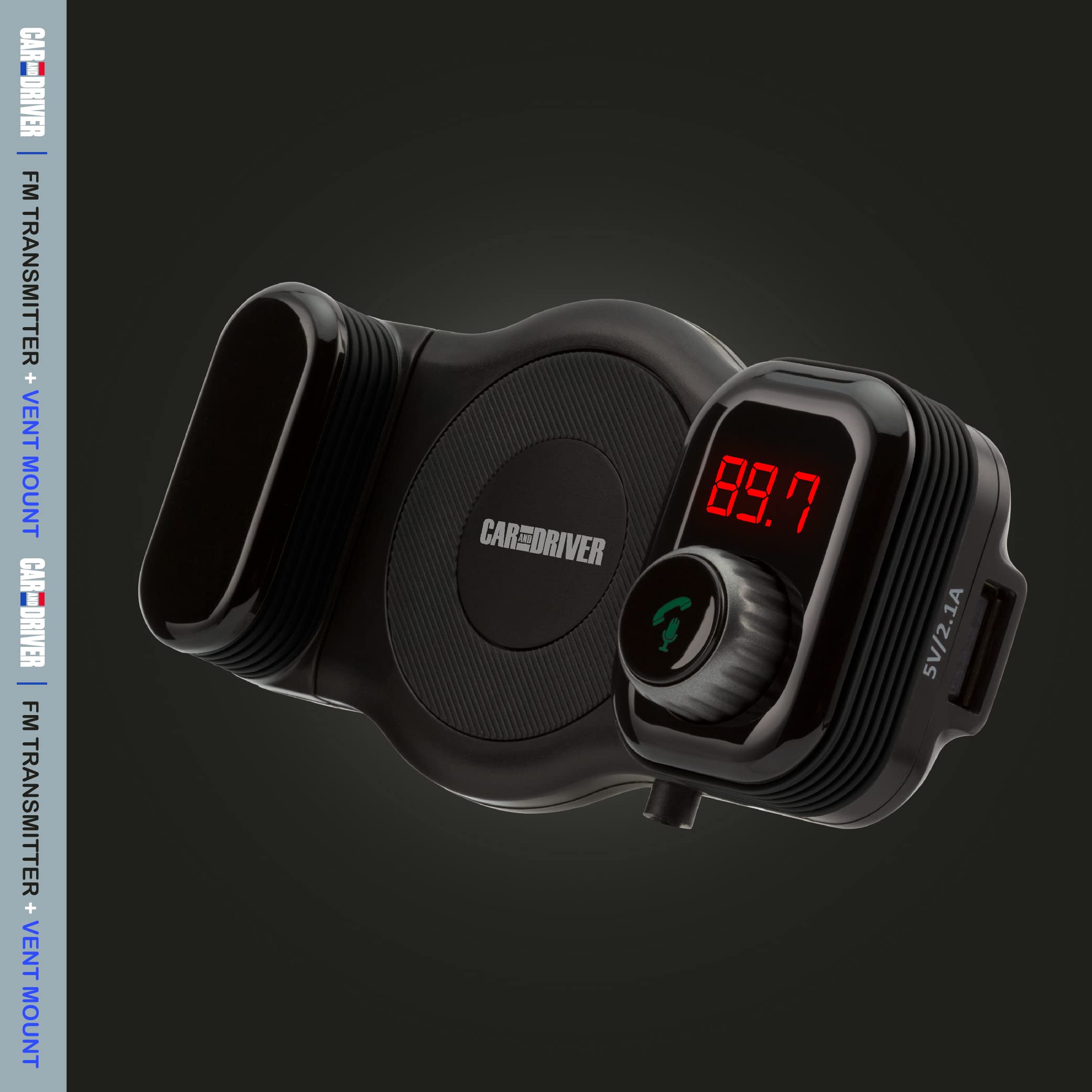 Car and Driver Bluetooth FM Transmitter & Car Vent Phone Mount
