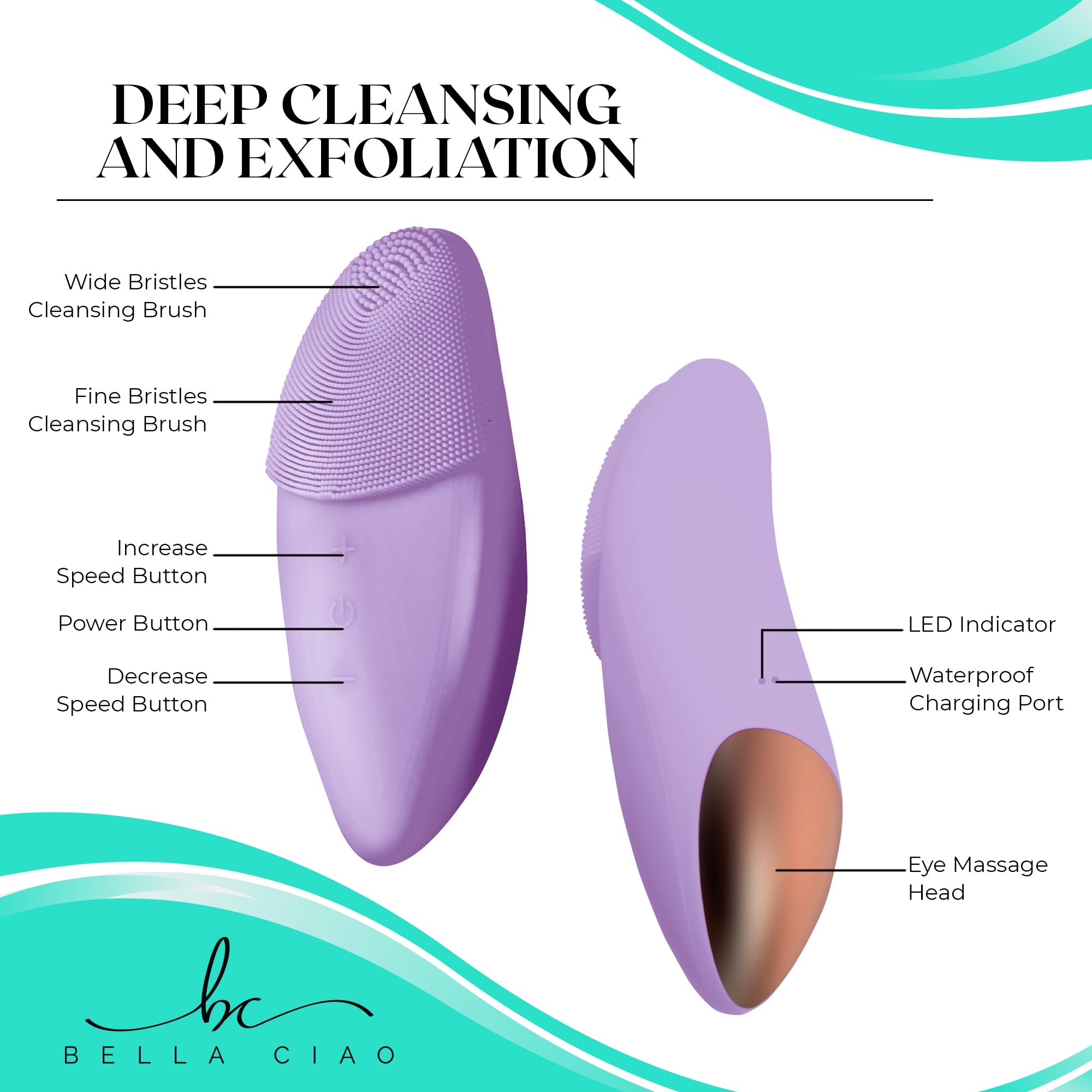 Bella Ciao 12-Speed Facial Cleansing Brush (Purple)