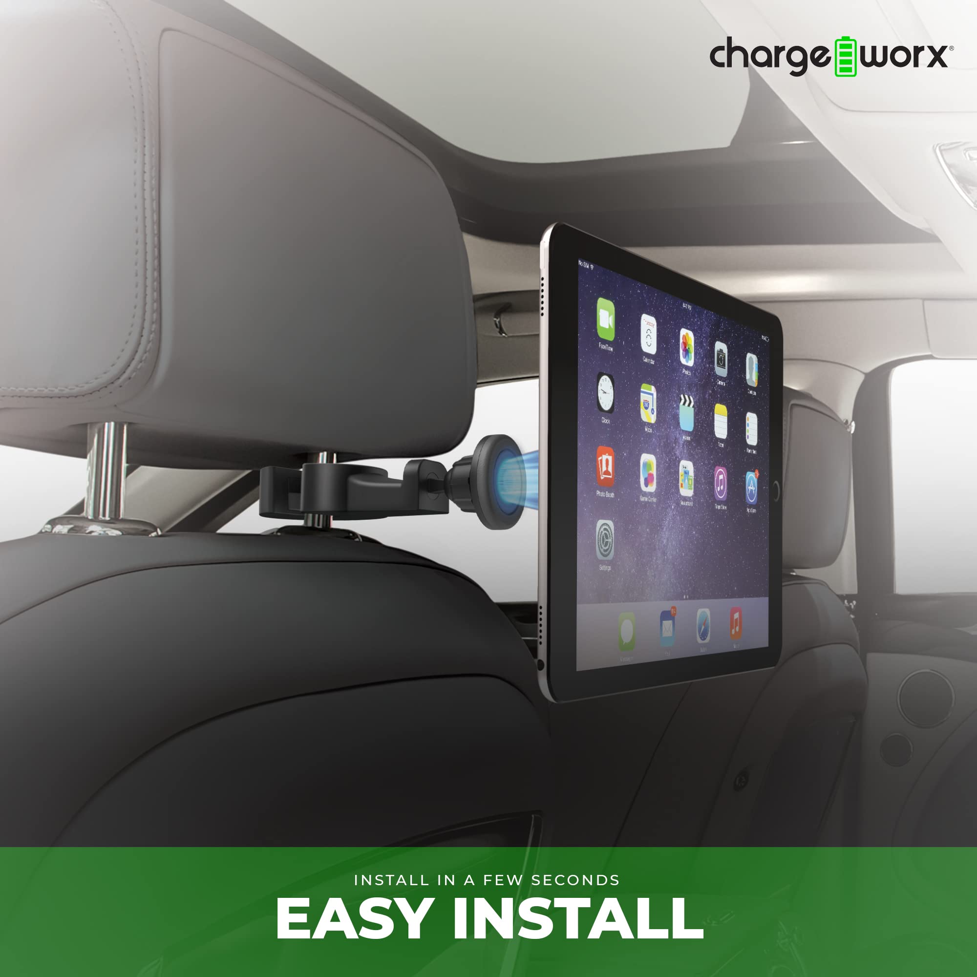 Chargeworx Magnetic Back Seat Mount for Tablets & Smartphones