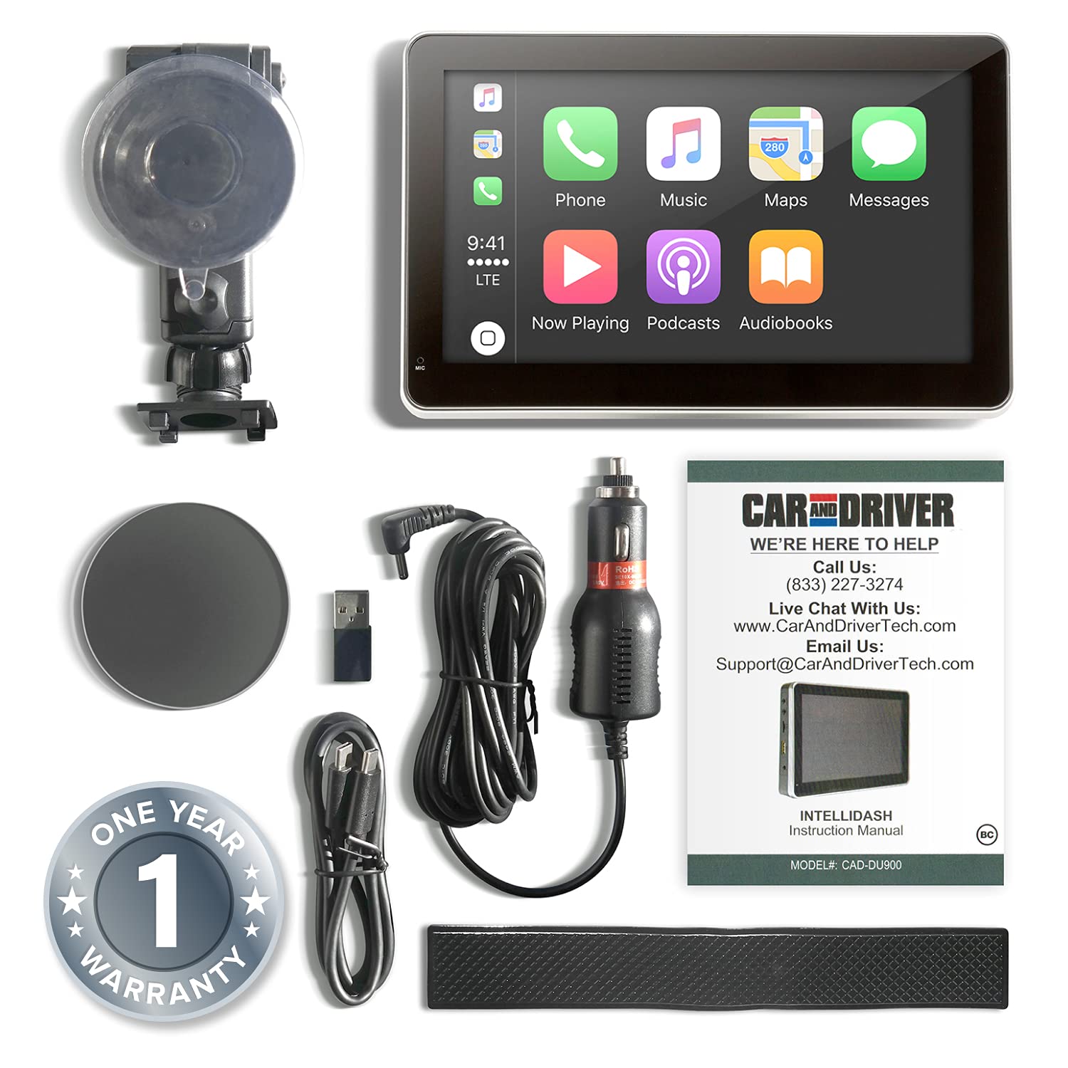 Car and Driver INTELLIDASH Slim with Apple Carplay and Android Auto