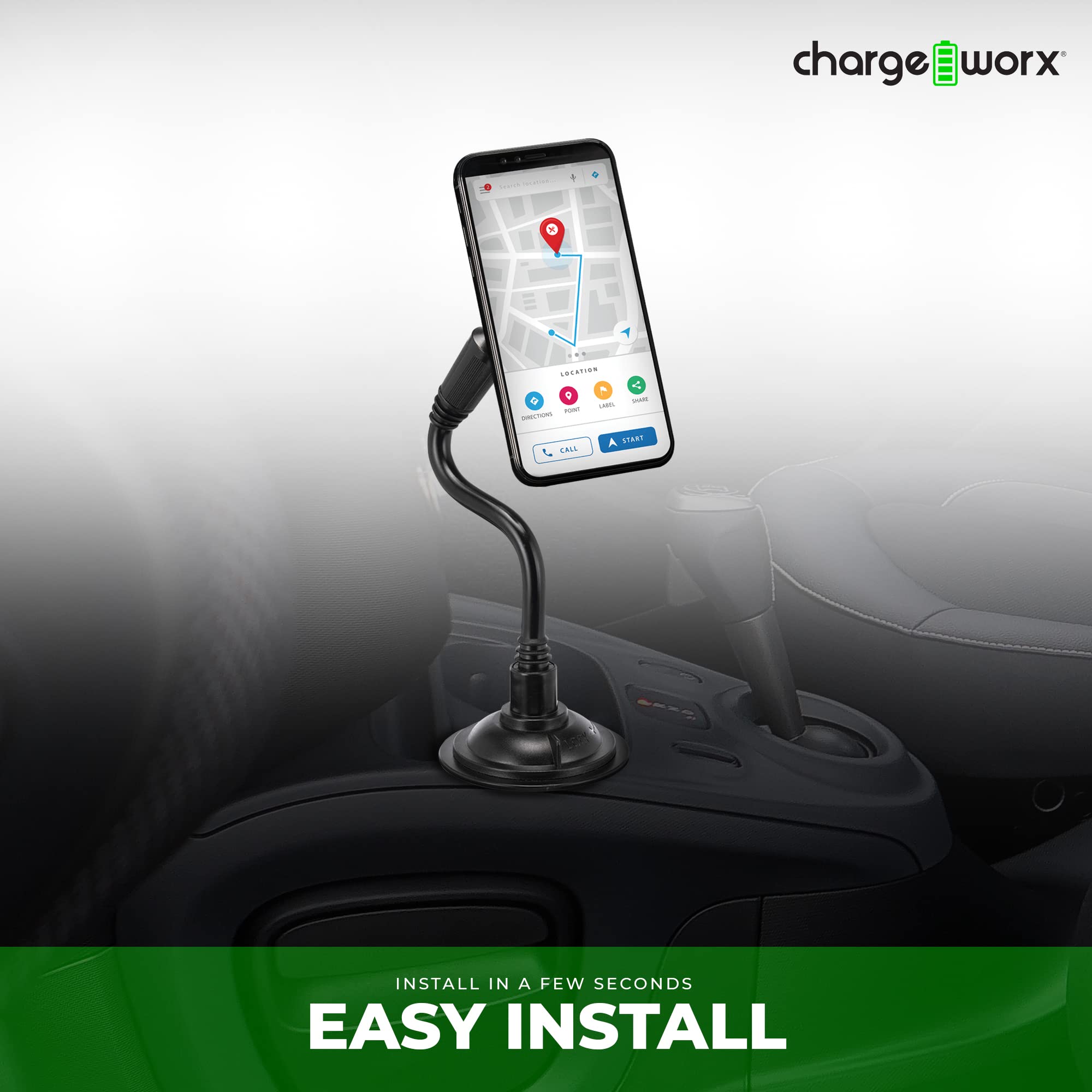 Chargeworx Car Phone Holder Cup Holder Mount