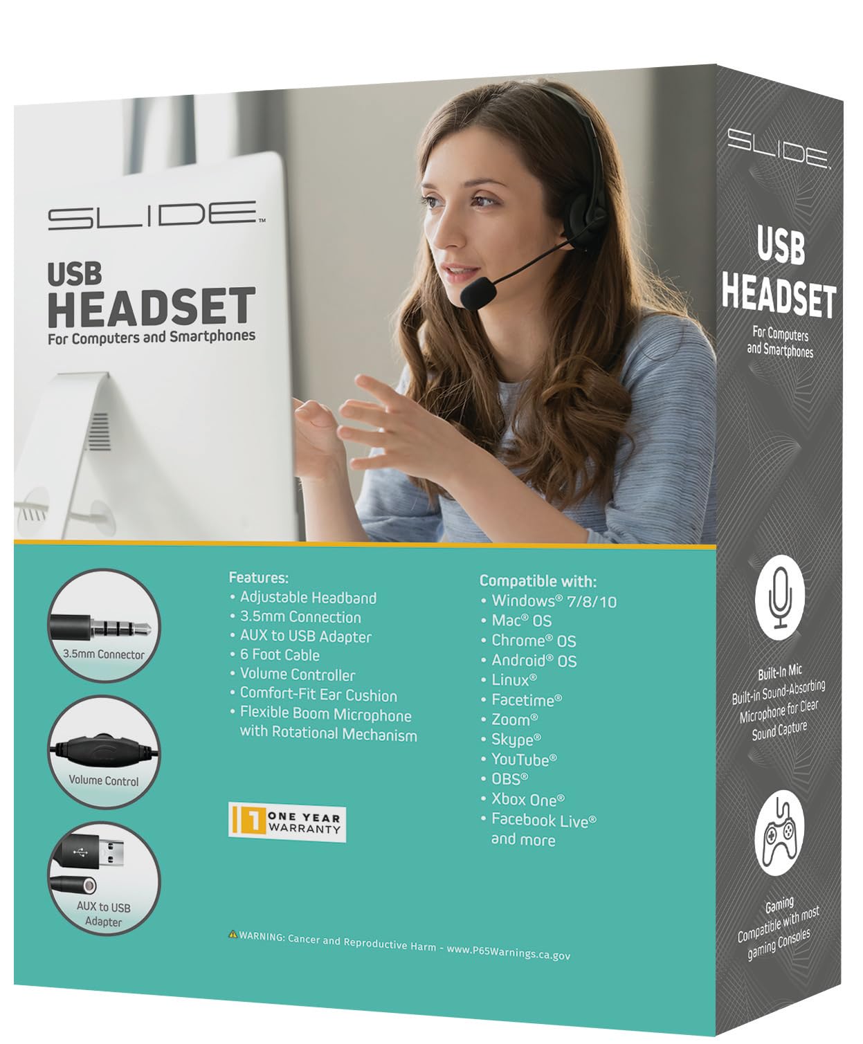 SLIDE Premium Wired Headset Computers Smartphones