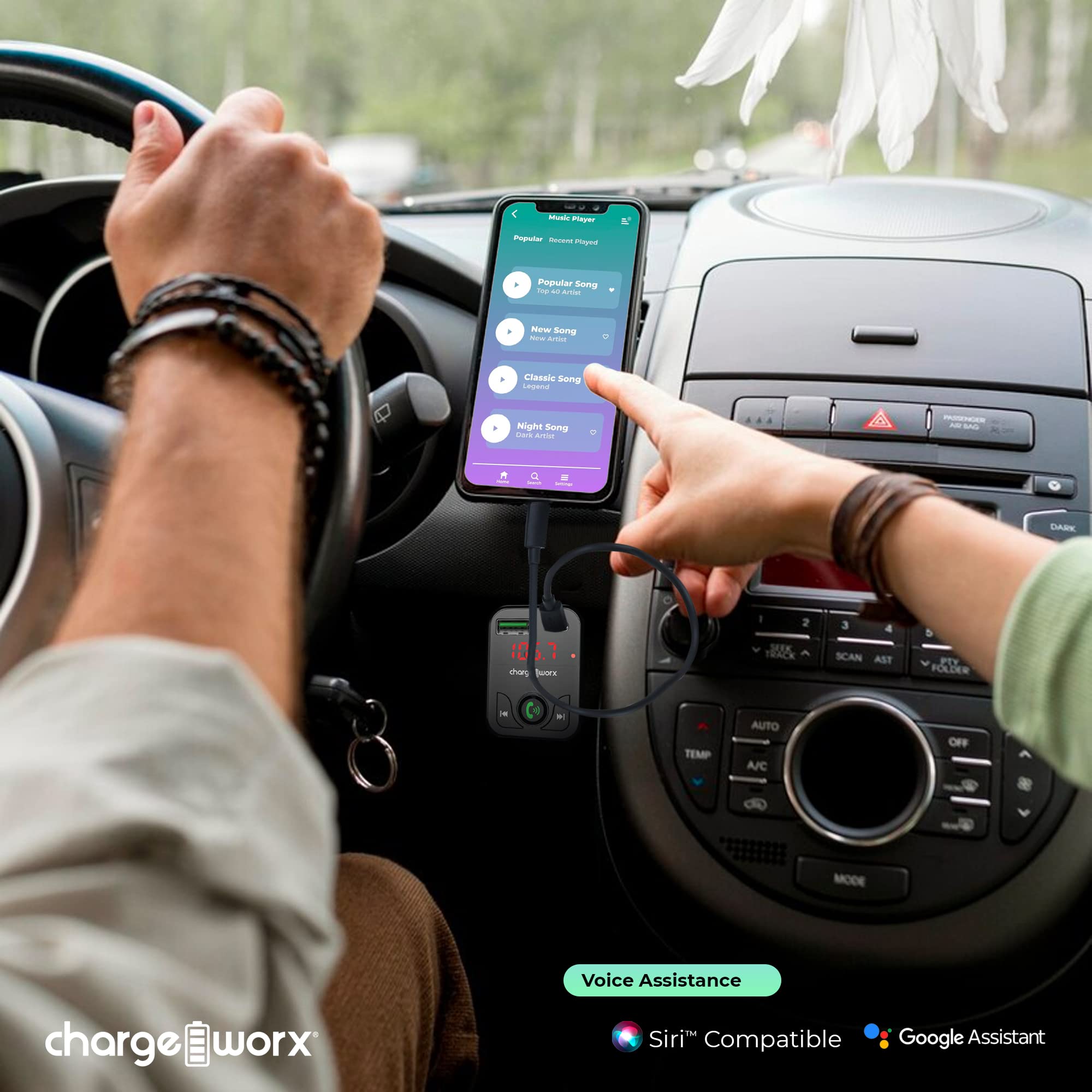 Chargeworx FM Transmitter Bluetooth Car