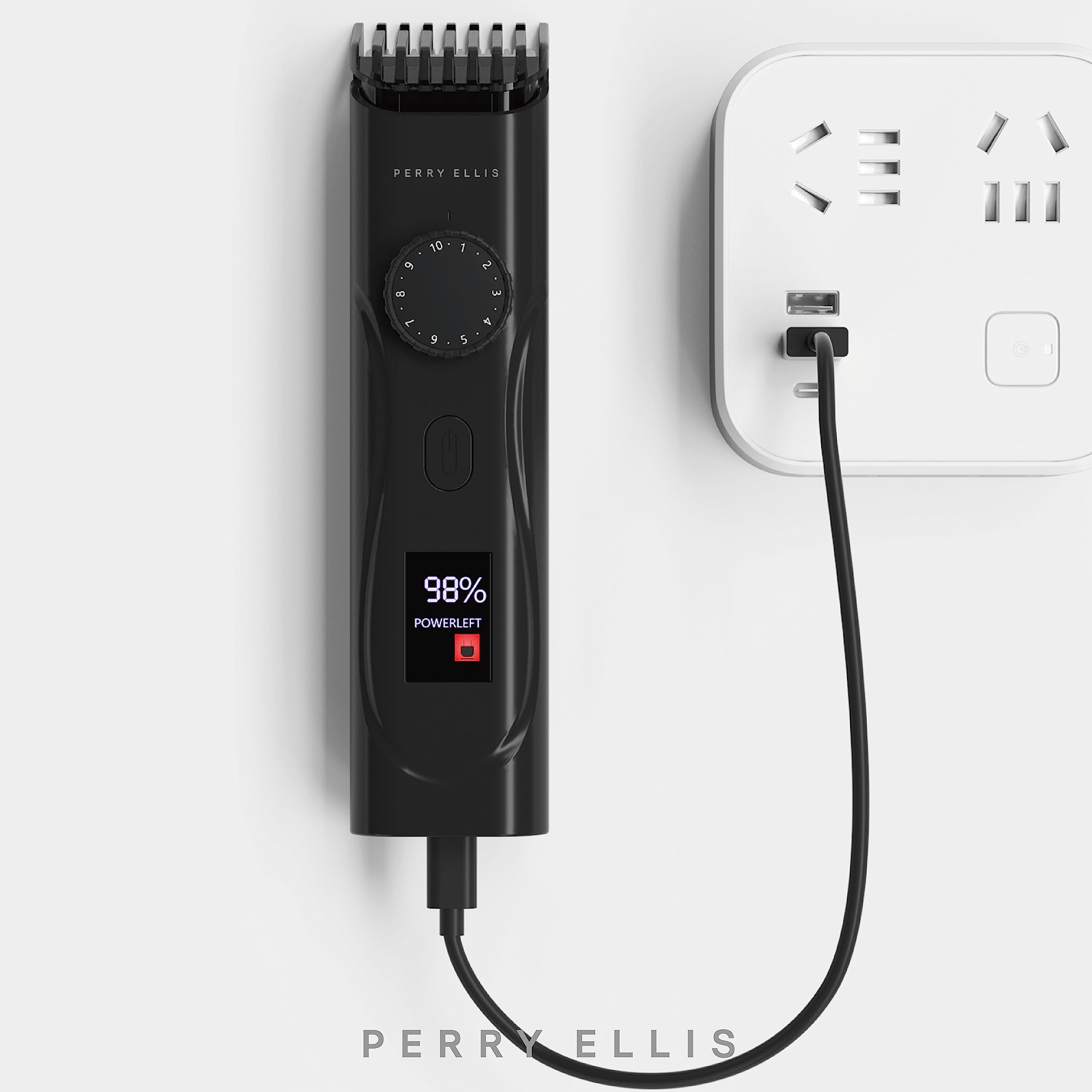 Perry Ellis Hair & Beard Trimmer for Men, Blue, LED Display