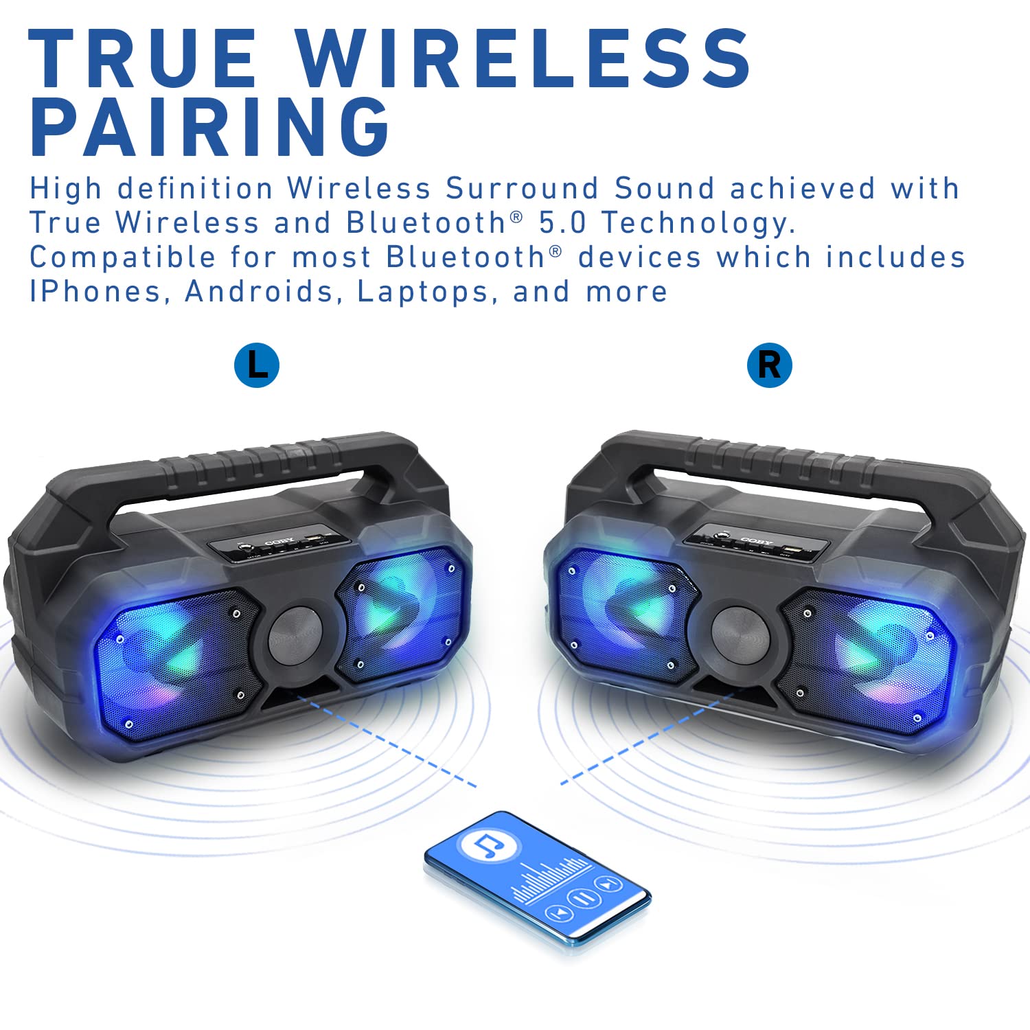 Coby True Wireless Bluetooth Speaker with Subwoofer
