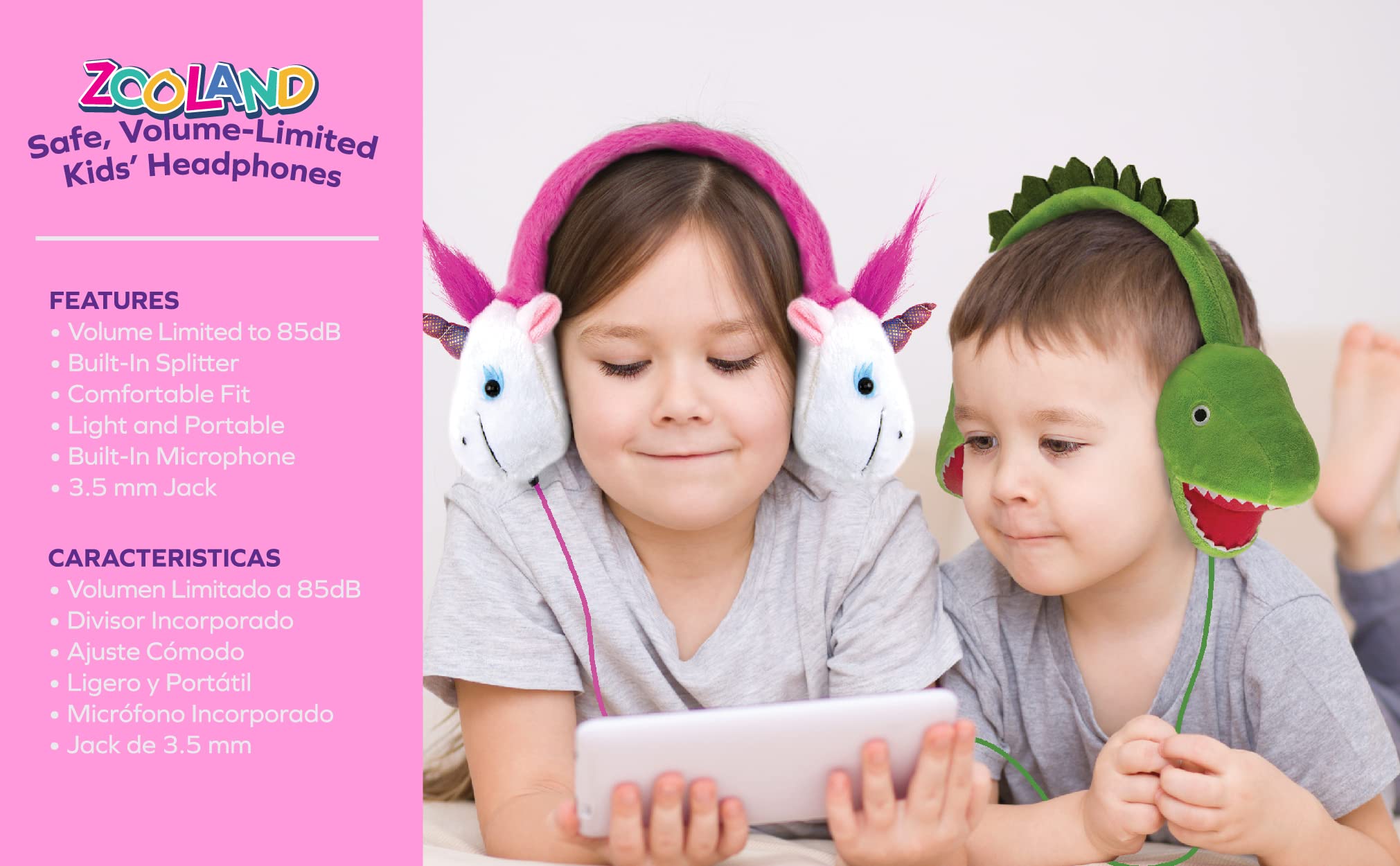 Coby Wired Kids Headphones (Pink Bunny)