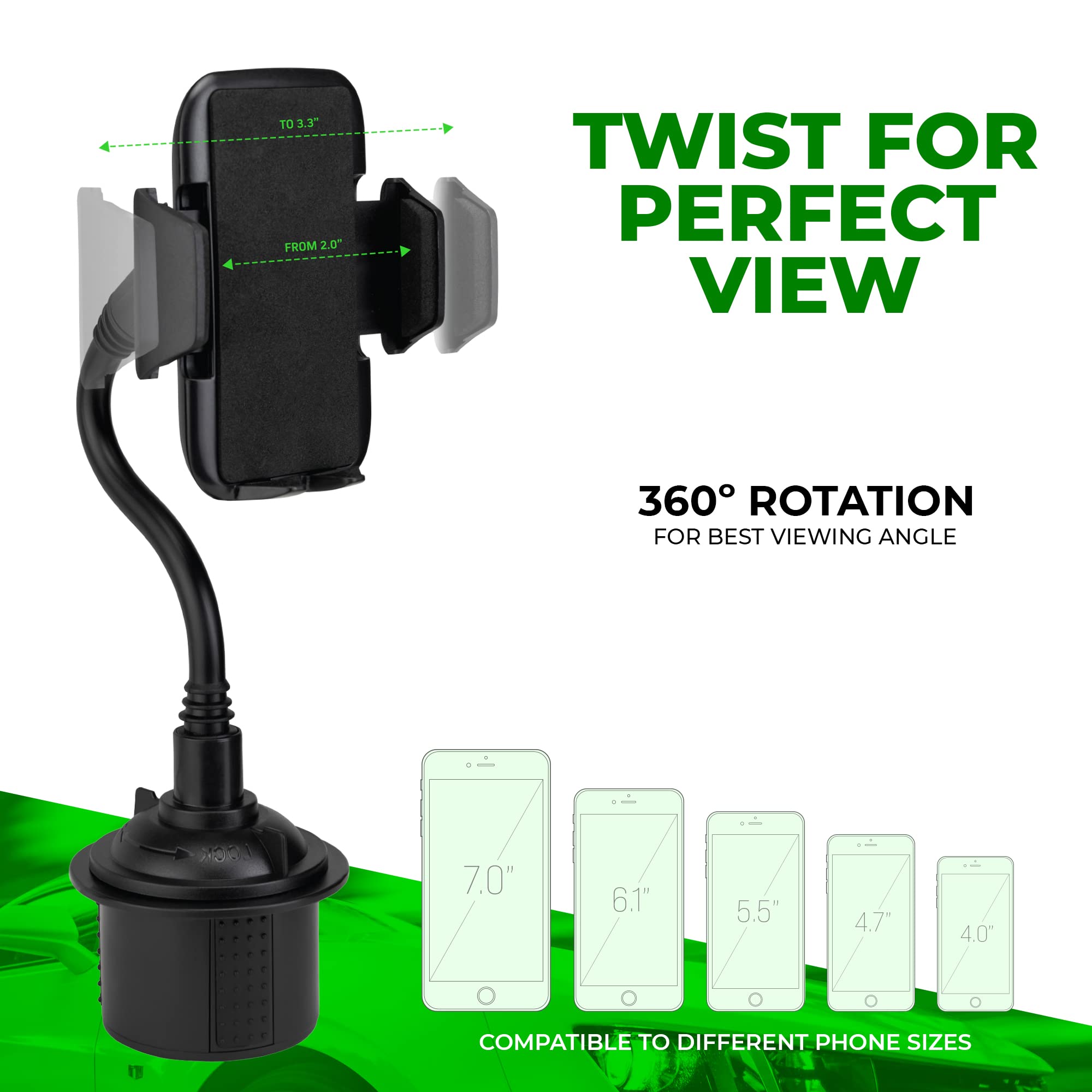 Chargeworx Cupholder Phone Mount Car