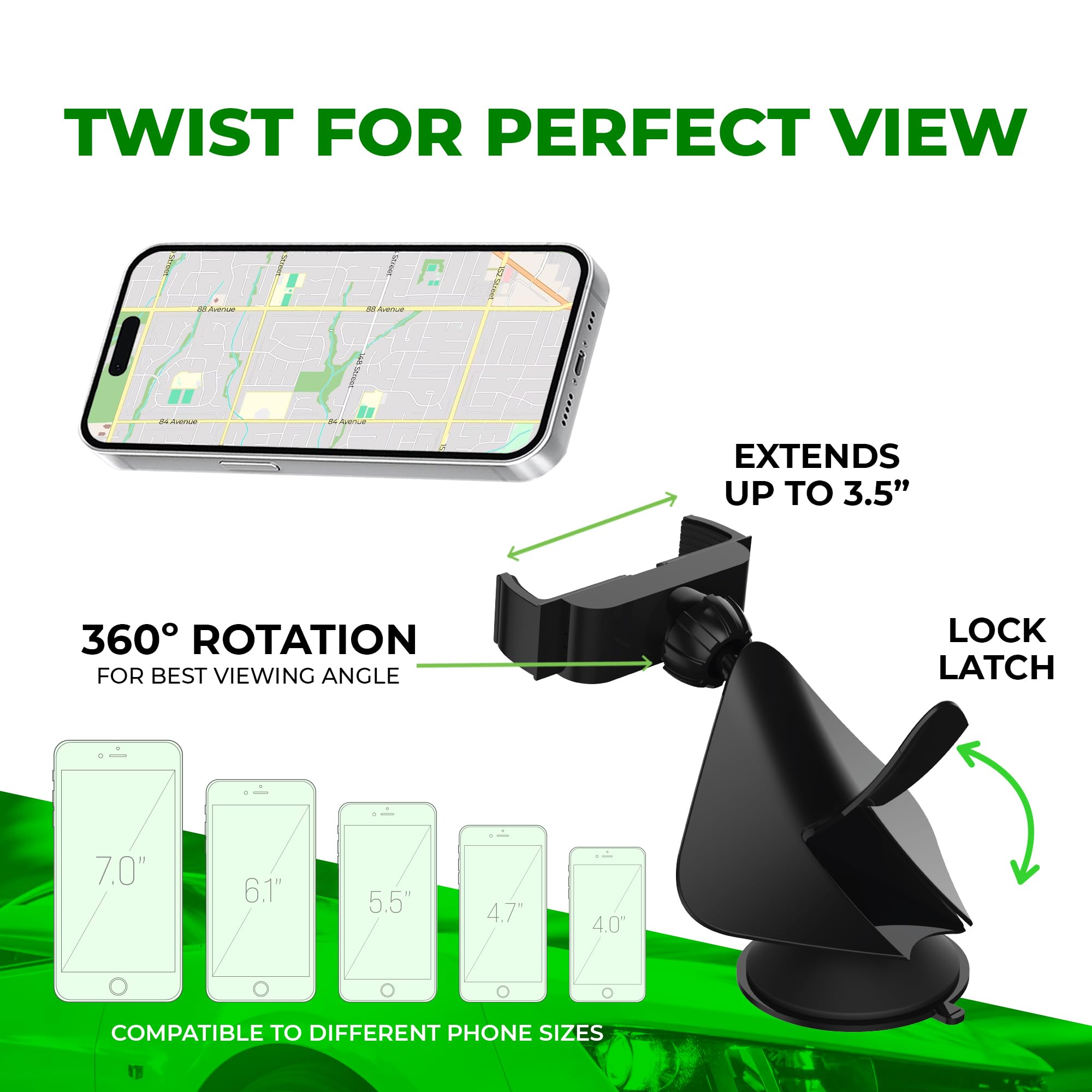 Chargeworx Univ Dash Windshield Mount