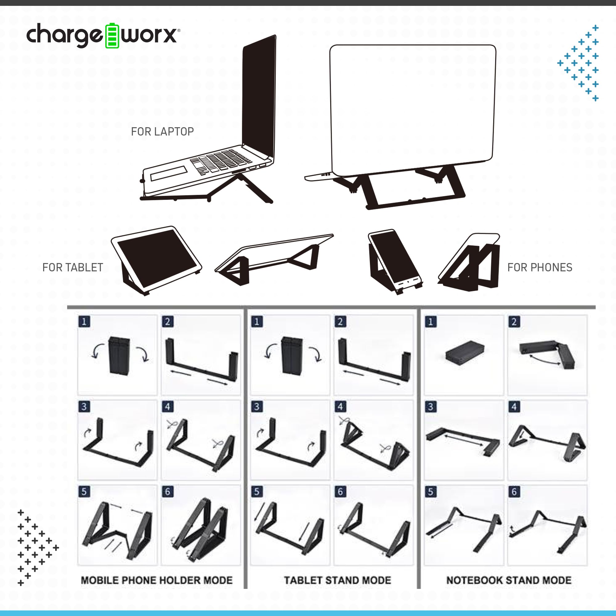 Chargeworx Pocket Folding Laptop Stand