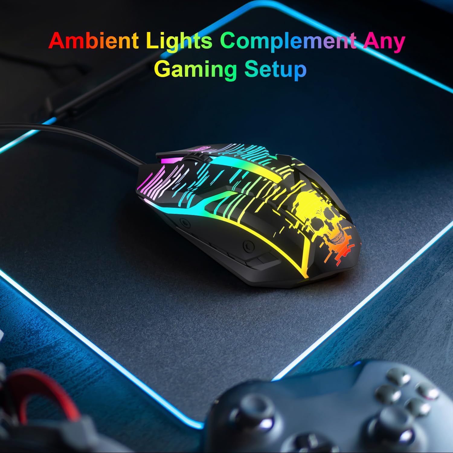 GAME PUNK Computer Wired Gaming Mouse | RGB Light-Up Mouse Gaming