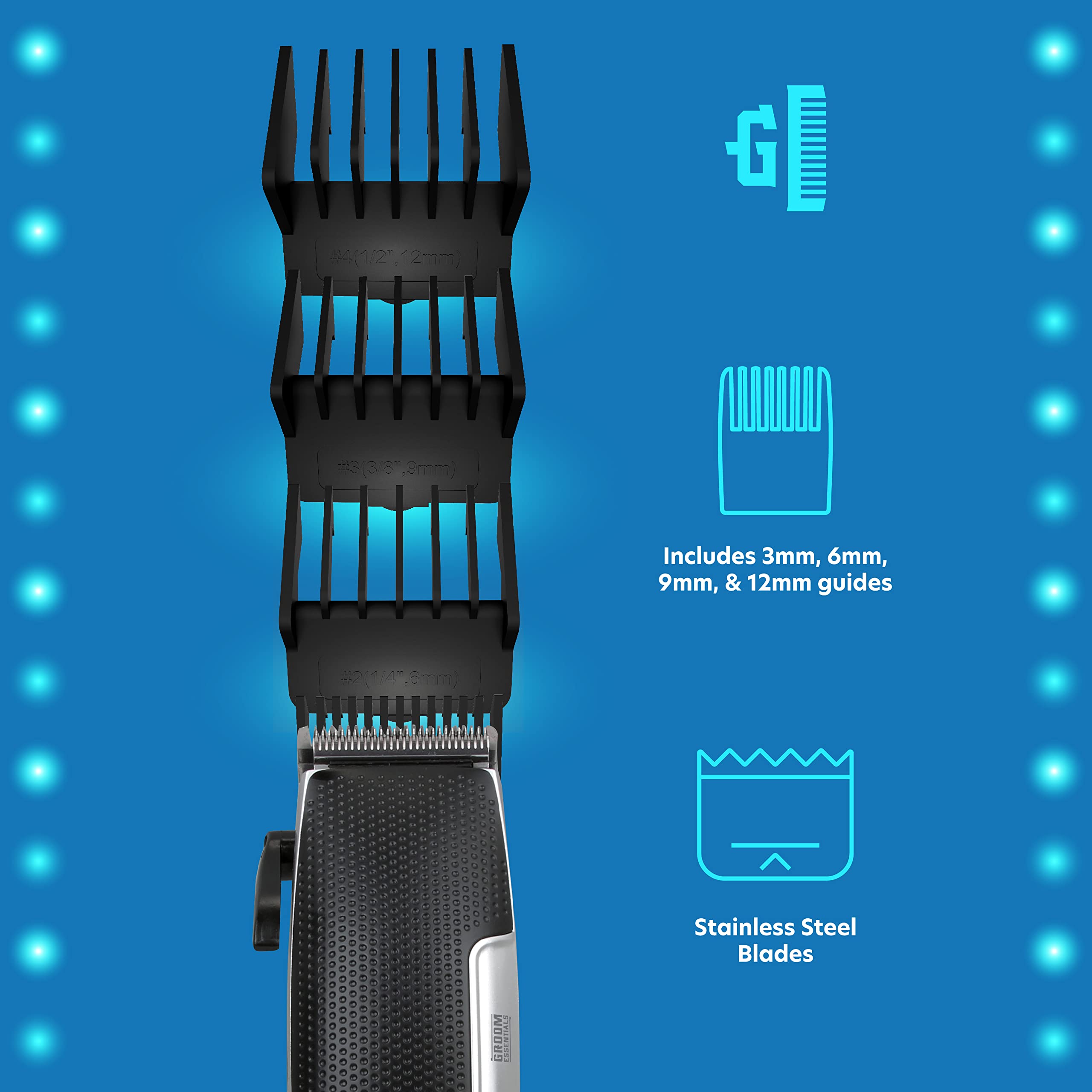 Groom Essentials 10-PC Professional Hair Clippers for Men