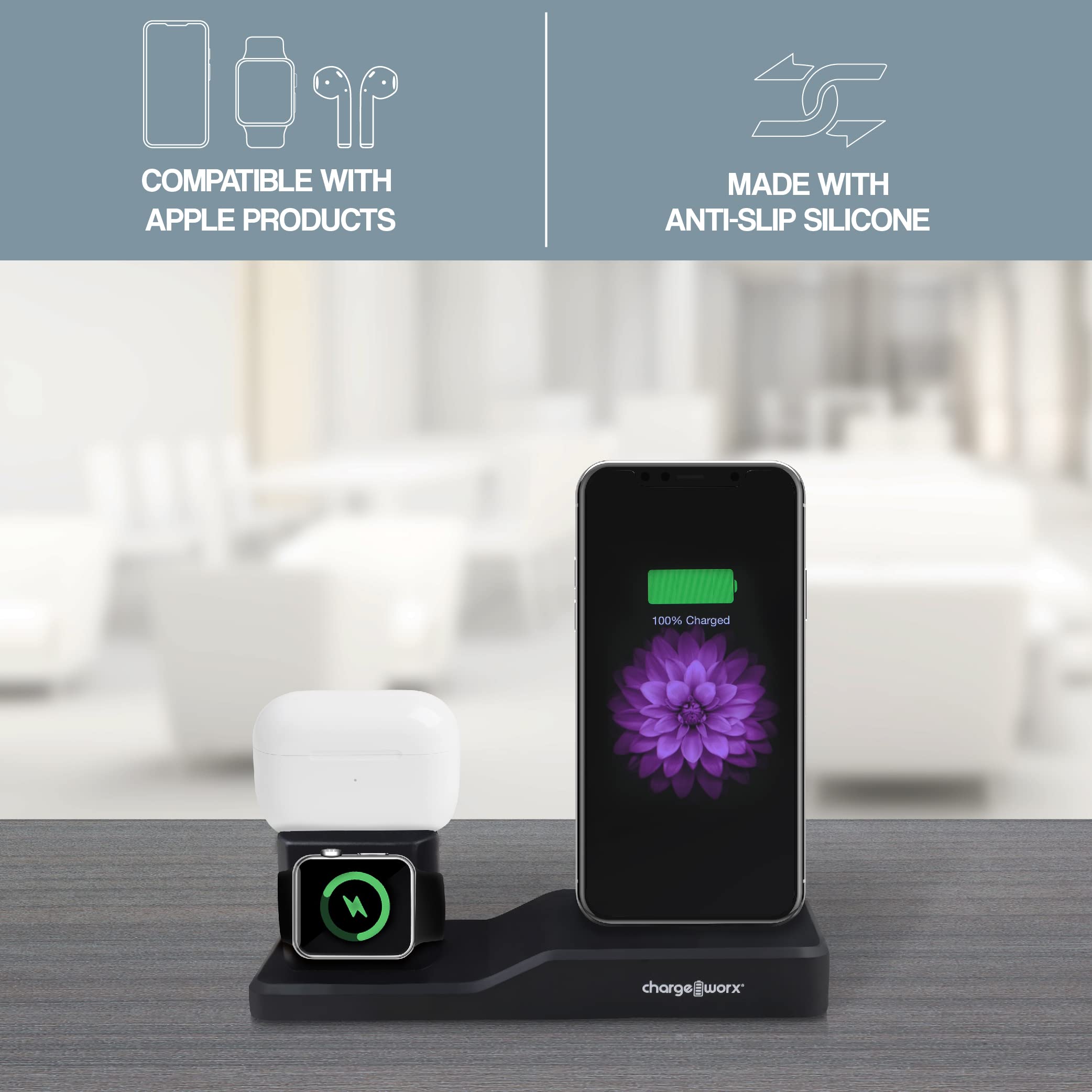 Chargeworx 3-in-1 Multi-Charging Stand Portable Apple Watch